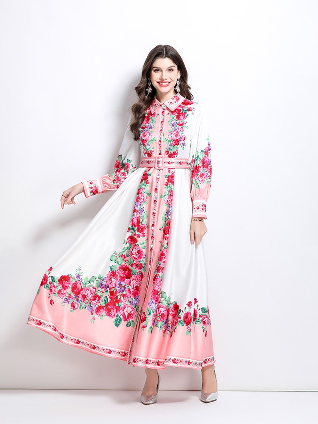 

JC Collection Floral Print Maxi Dress, Pink