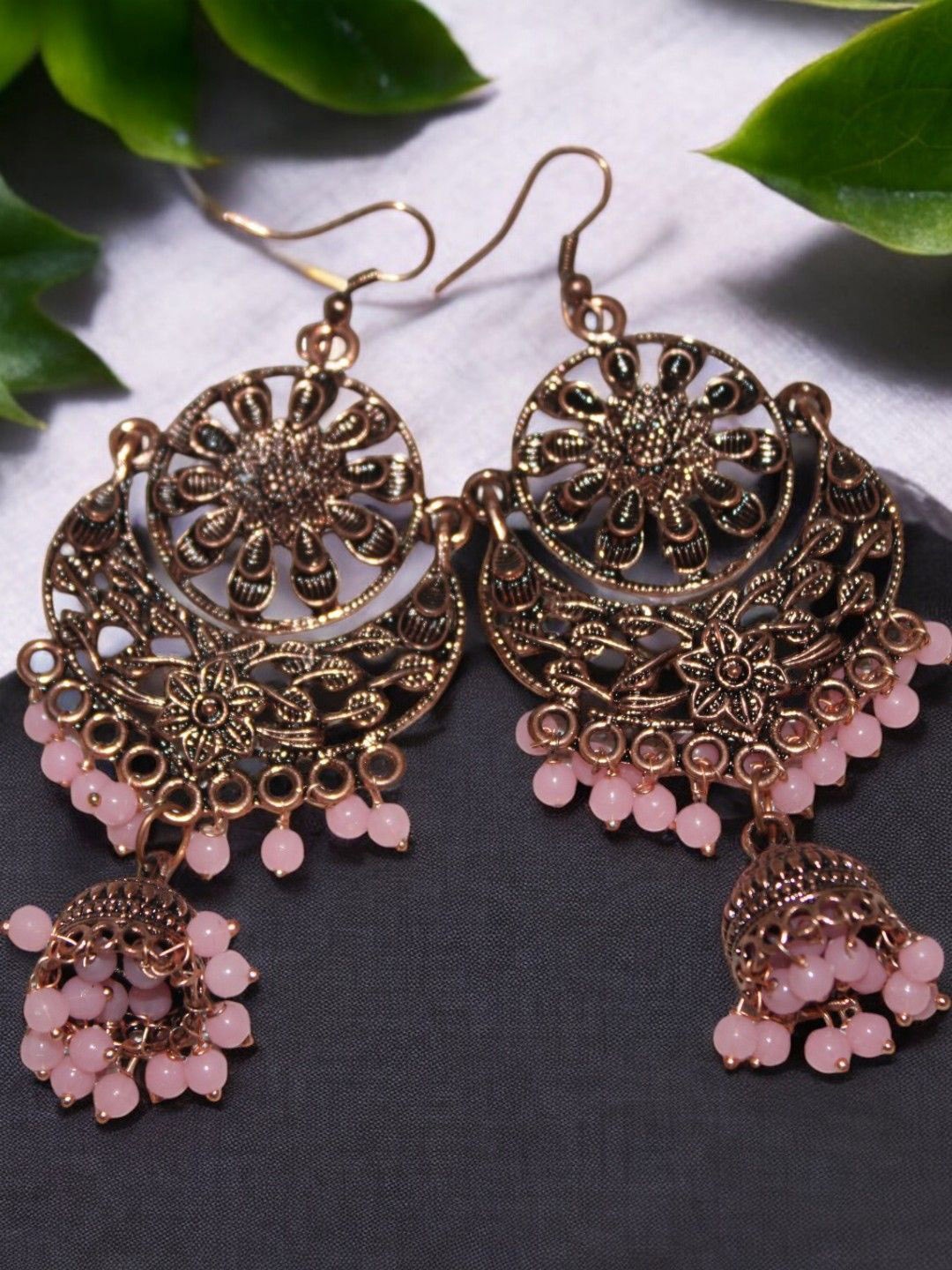 

Jolly Faces Artificial Beaded Copper Contemporary Shaped Drop Earrings