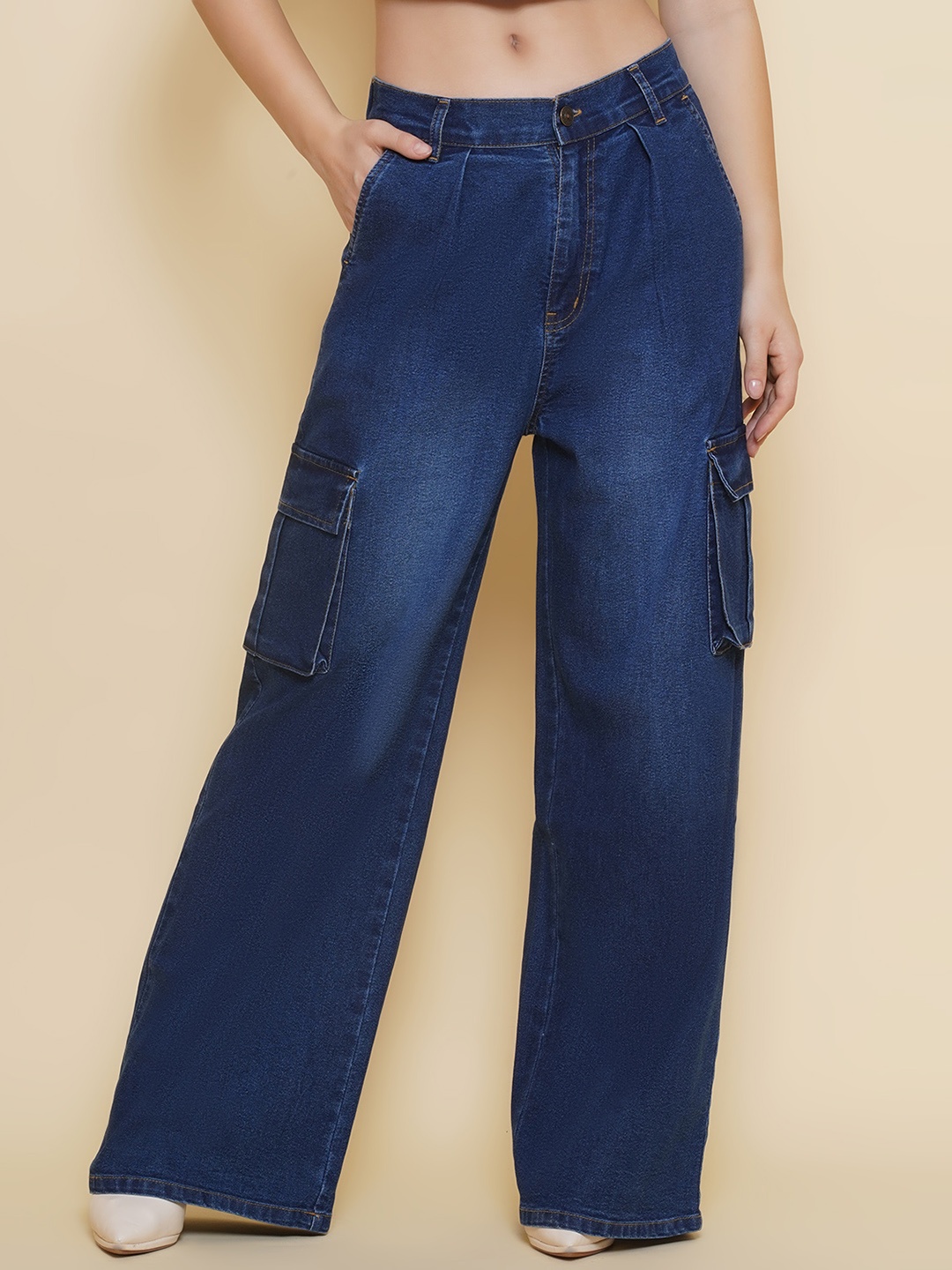 

PUELLA Women Straight Fit High-Rise Light Fade Stretchable Jeans, Blue