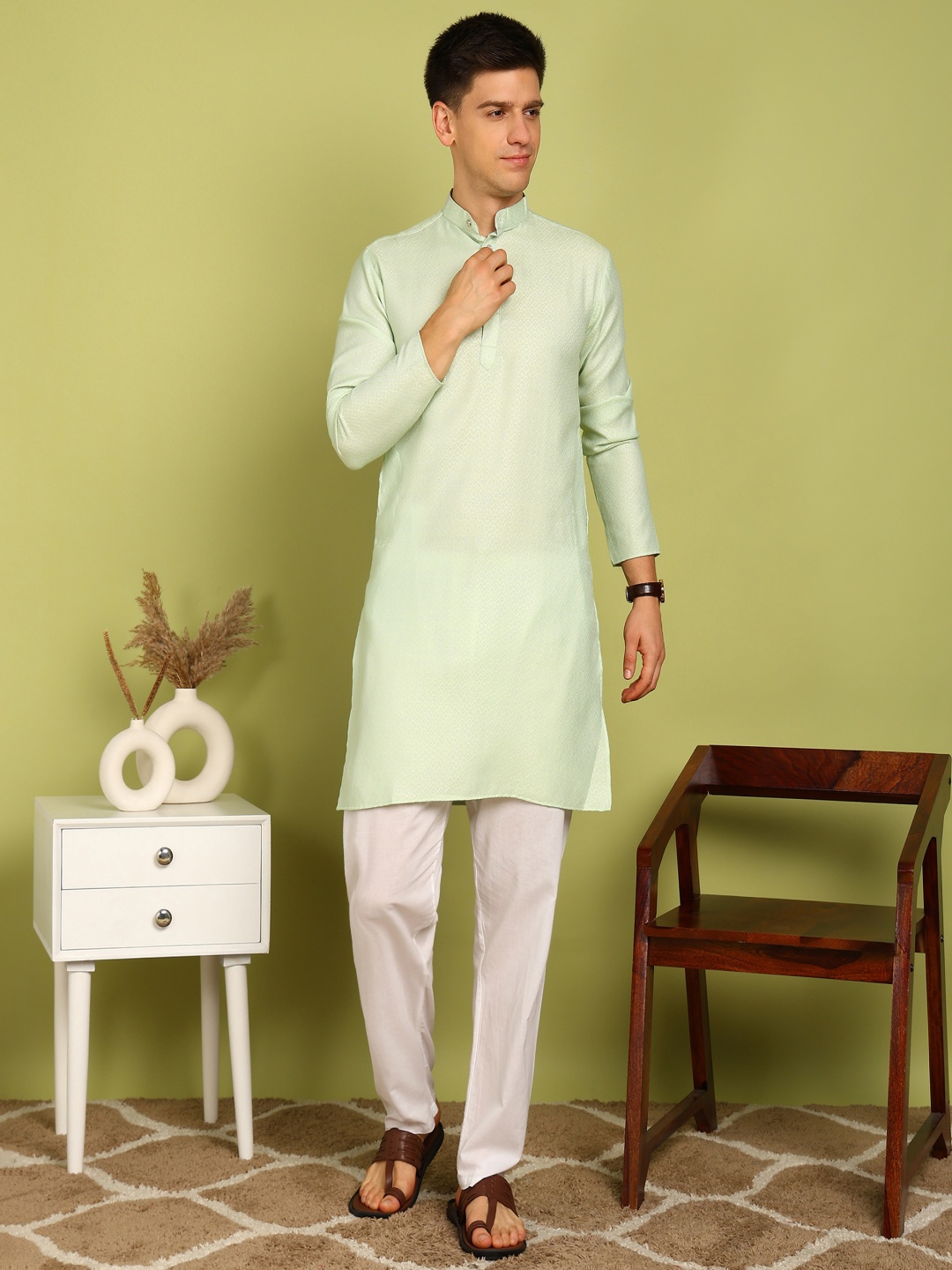 

PulseIQ Men Regular Kurta with Pyjamas, Green