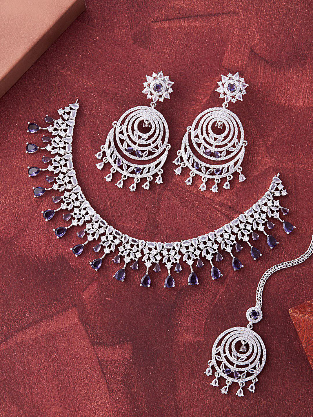 

Feelwhiz Silver-Plated American Diamond-Studded Jewellery Set