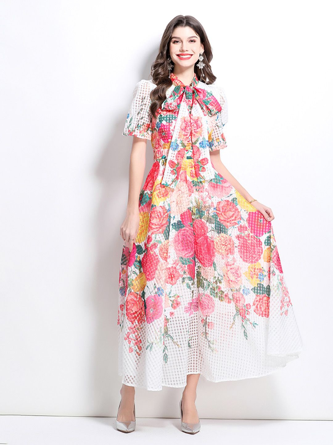 

JC Collection Floral Print Maxi Dress, White