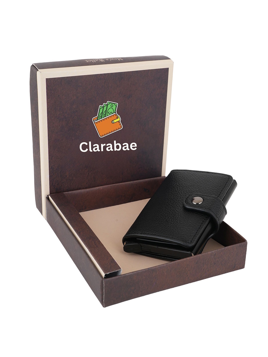 

CLARABAE Men PU Two Fold Wallet, Black