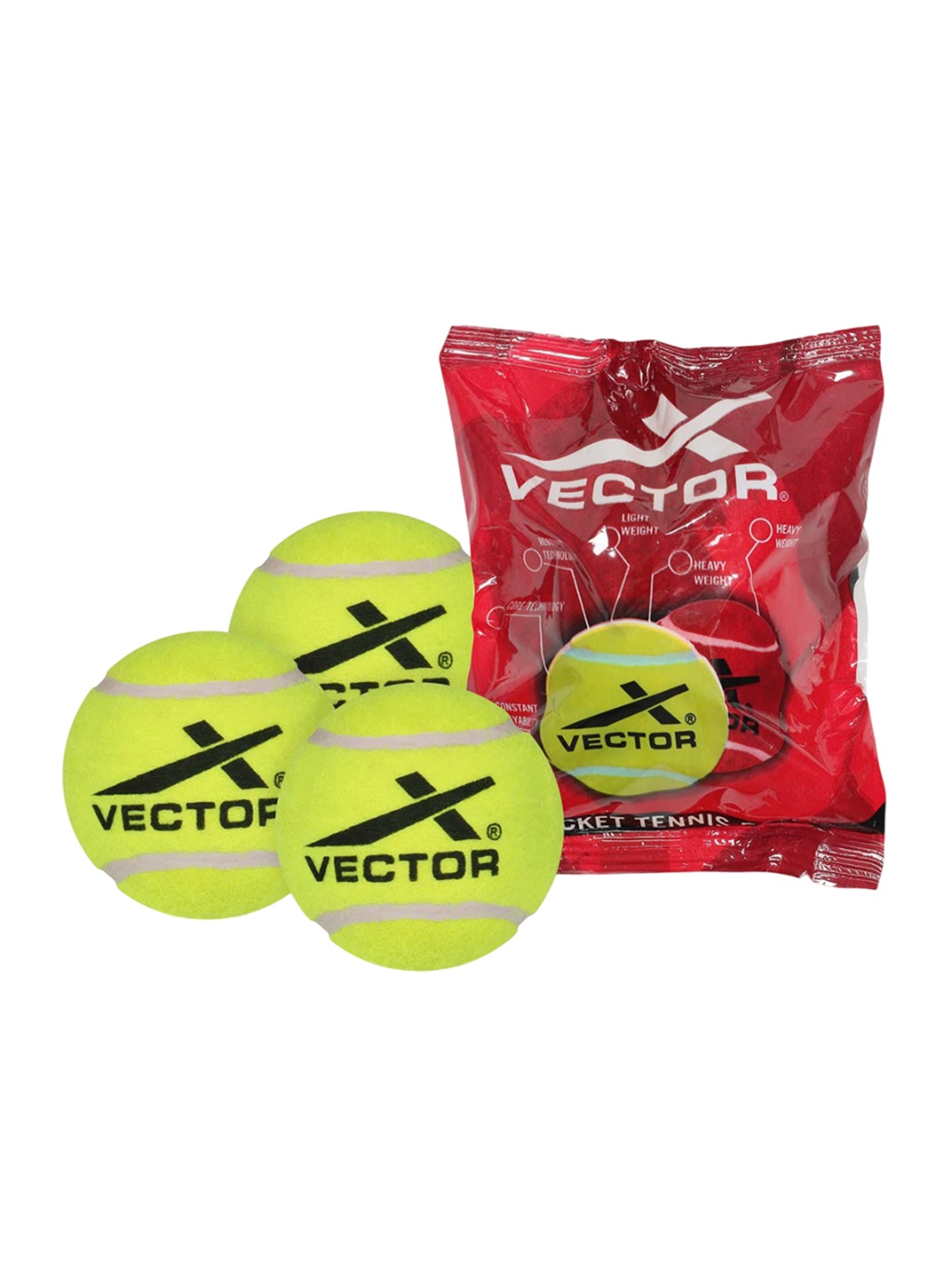

VECTOR X 3-Pcs Heavy Cricket Tennis Balls, Yellow