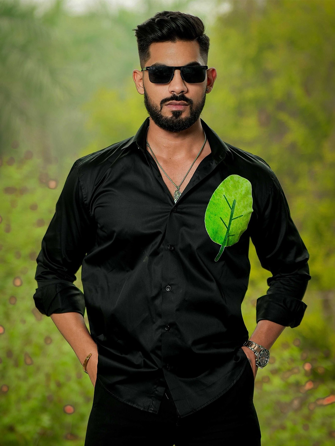 

Foomer Men Standard Opaque Casual Shirt, Black