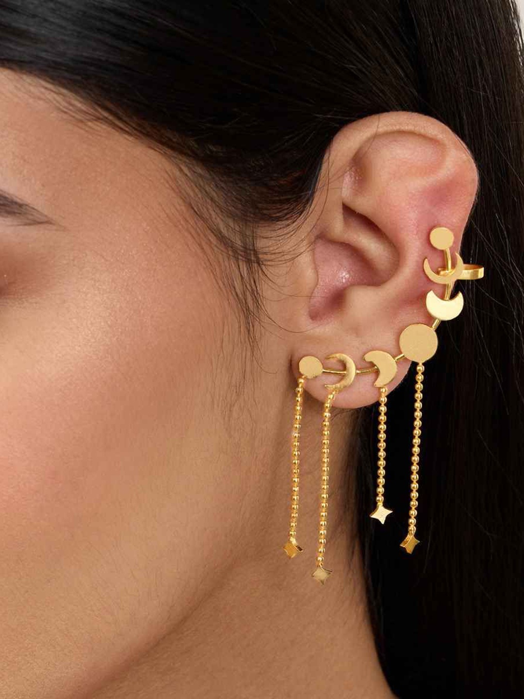 

MNSH Brass-Plated Contemporary Shaped Drop Earrings, Gold