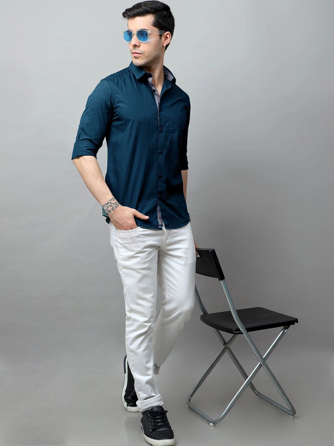 

SZN Men Standard Opaque Formal Shirt, Teal