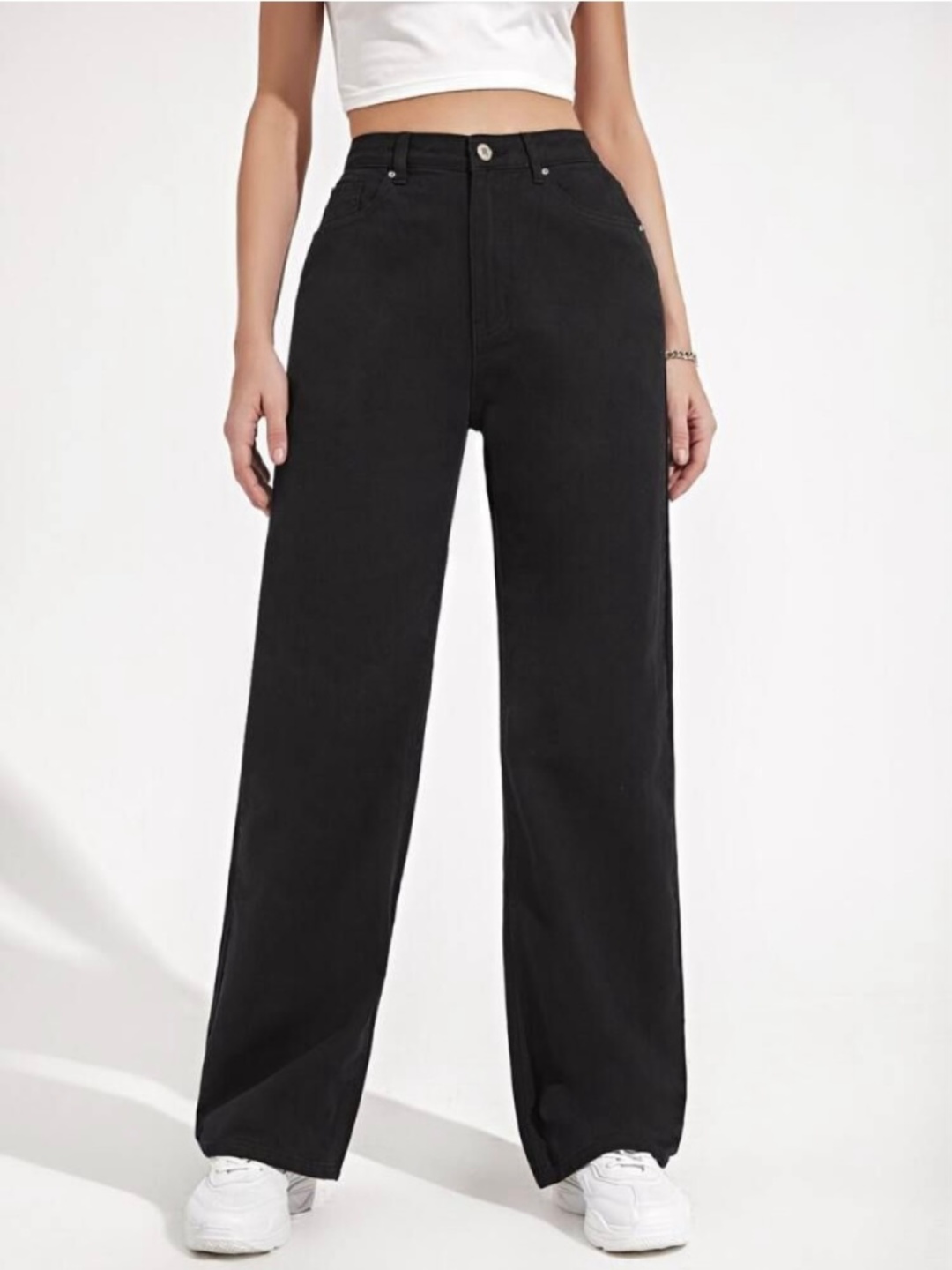 

Metronaut Women Comfort Wide Leg Jeans, Black