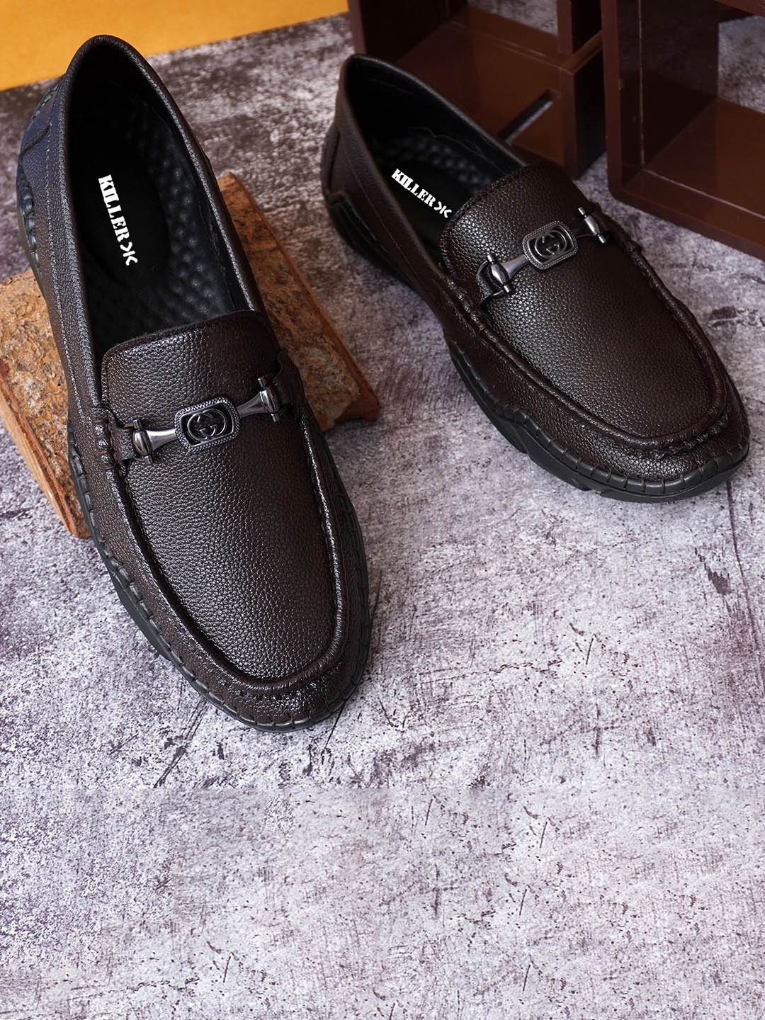 

Killer Men Textured Loafers, Brown
