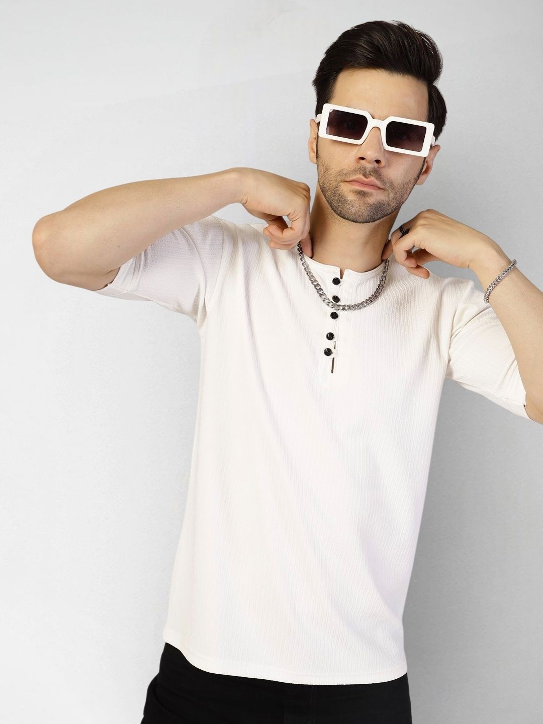 

Moda Rapido Men Monochrome T-shirt, White