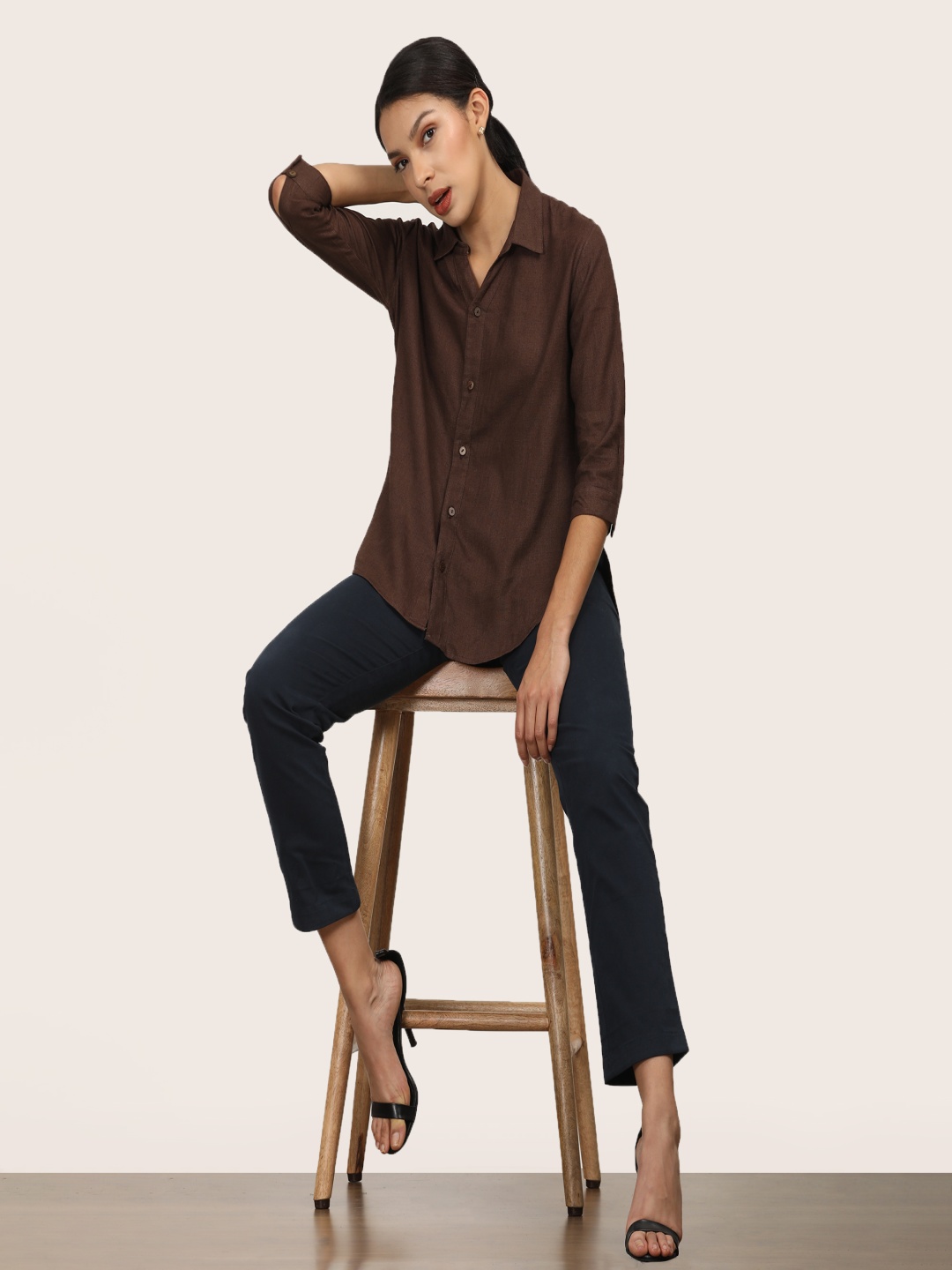 

Saltpetre Linen Relaxed Shirt With Straight Leg Chinos Co-Ord Set, Coffee brown