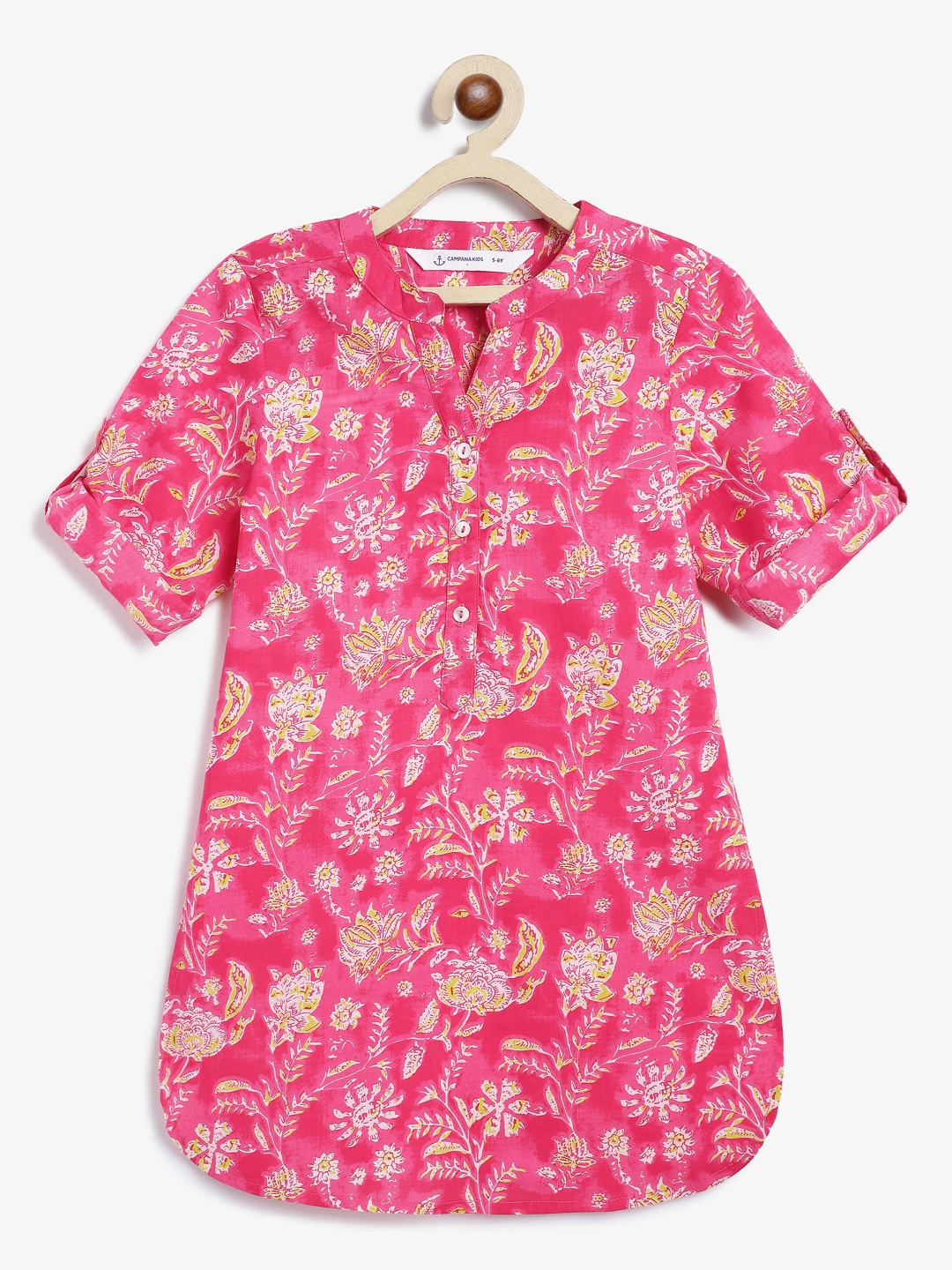 

Campana Girls Floral Printed Pure Cotton Straight Kurta, Magenta