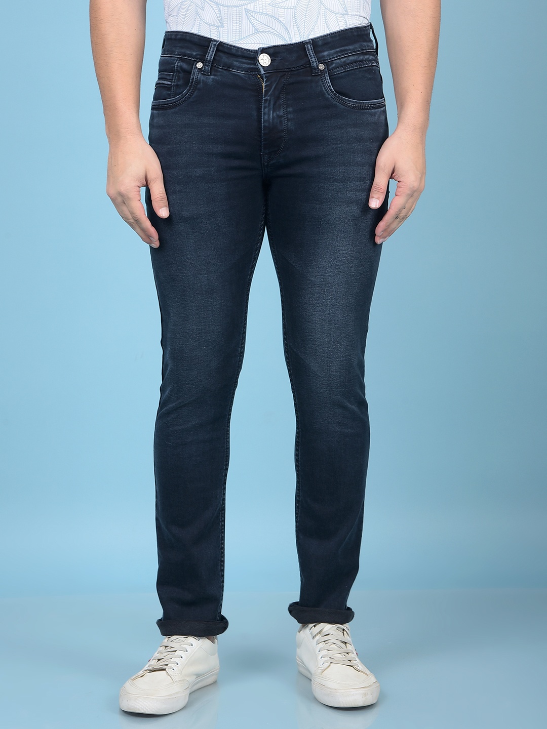 

Crimsoune Club Men Slim Fit Light Fade Stretchable Jeans, Blue