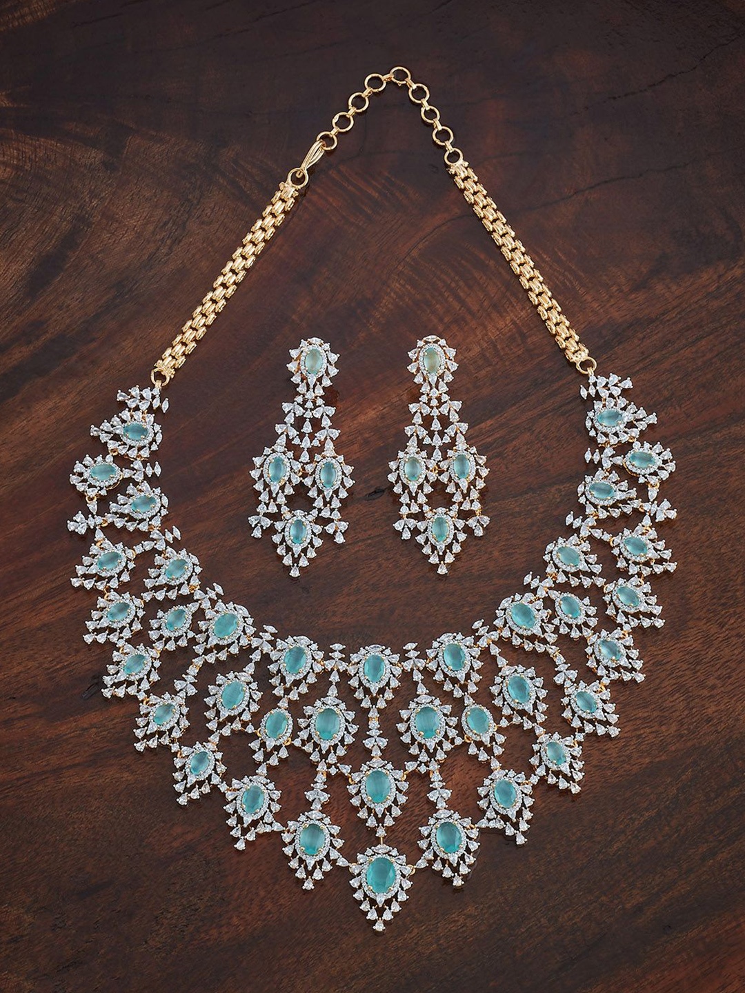 

Kushal's Fashion Jewellery Gold-Plated Cubic Zirconia Stone-Studded Jewellery Set