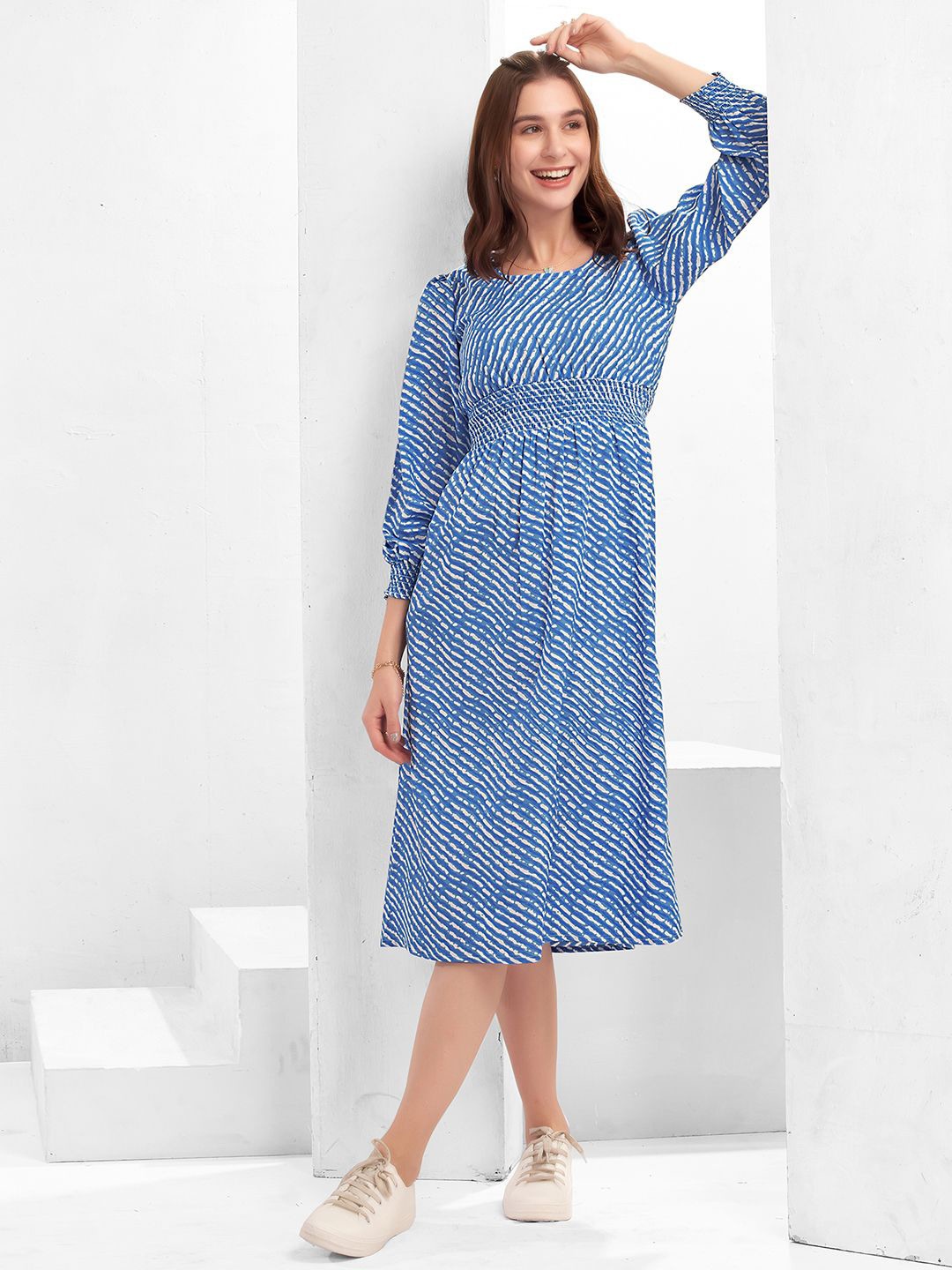 

Moda Rapido Print Fit & Flare Midi Dress, Blue