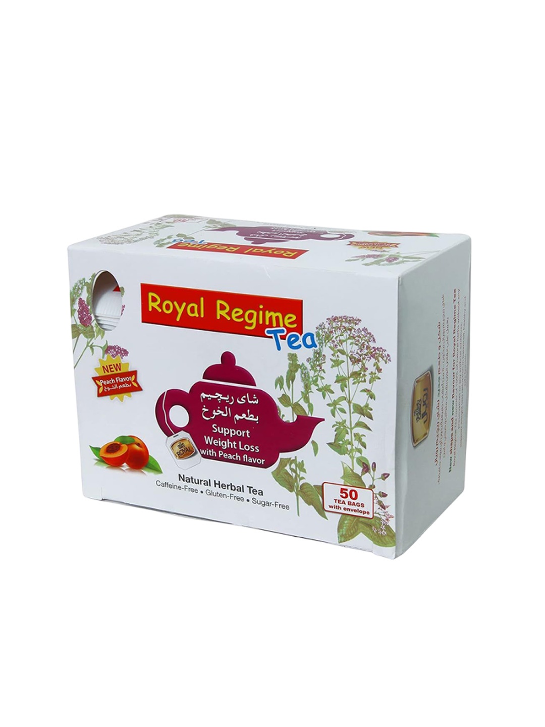 

REGIME TEA Royal Weight Reducing Peach Herbal Tea-50 Tea Bags, White