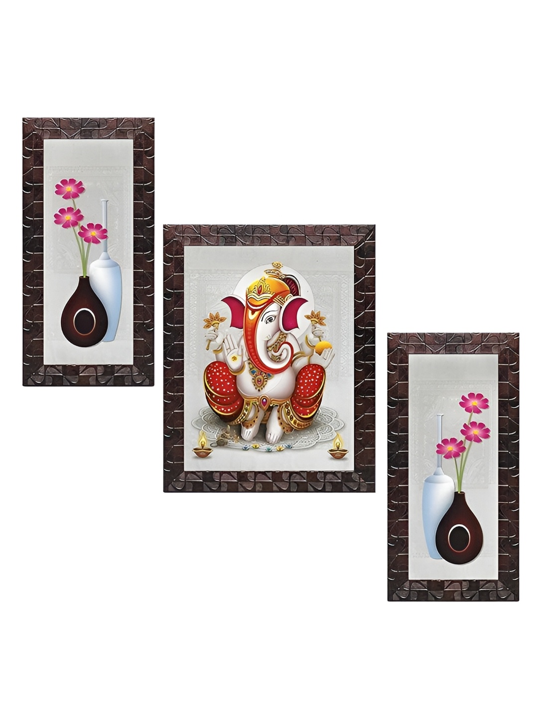 

Indianara Grey & Red 3 Piece Canvas Religious Wall Paintings