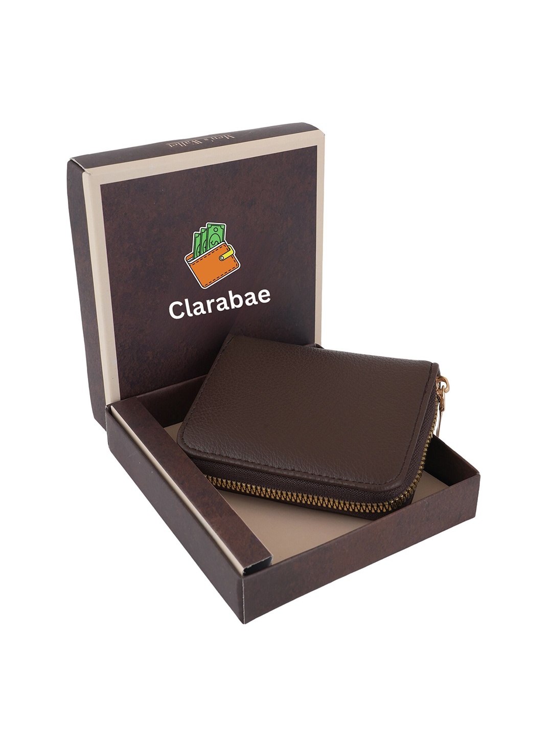 

CLARABAE Men PU Two Fold Wallet, Brown