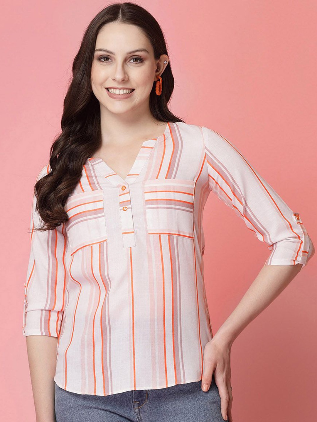 

Moda Rapido Print Top, White