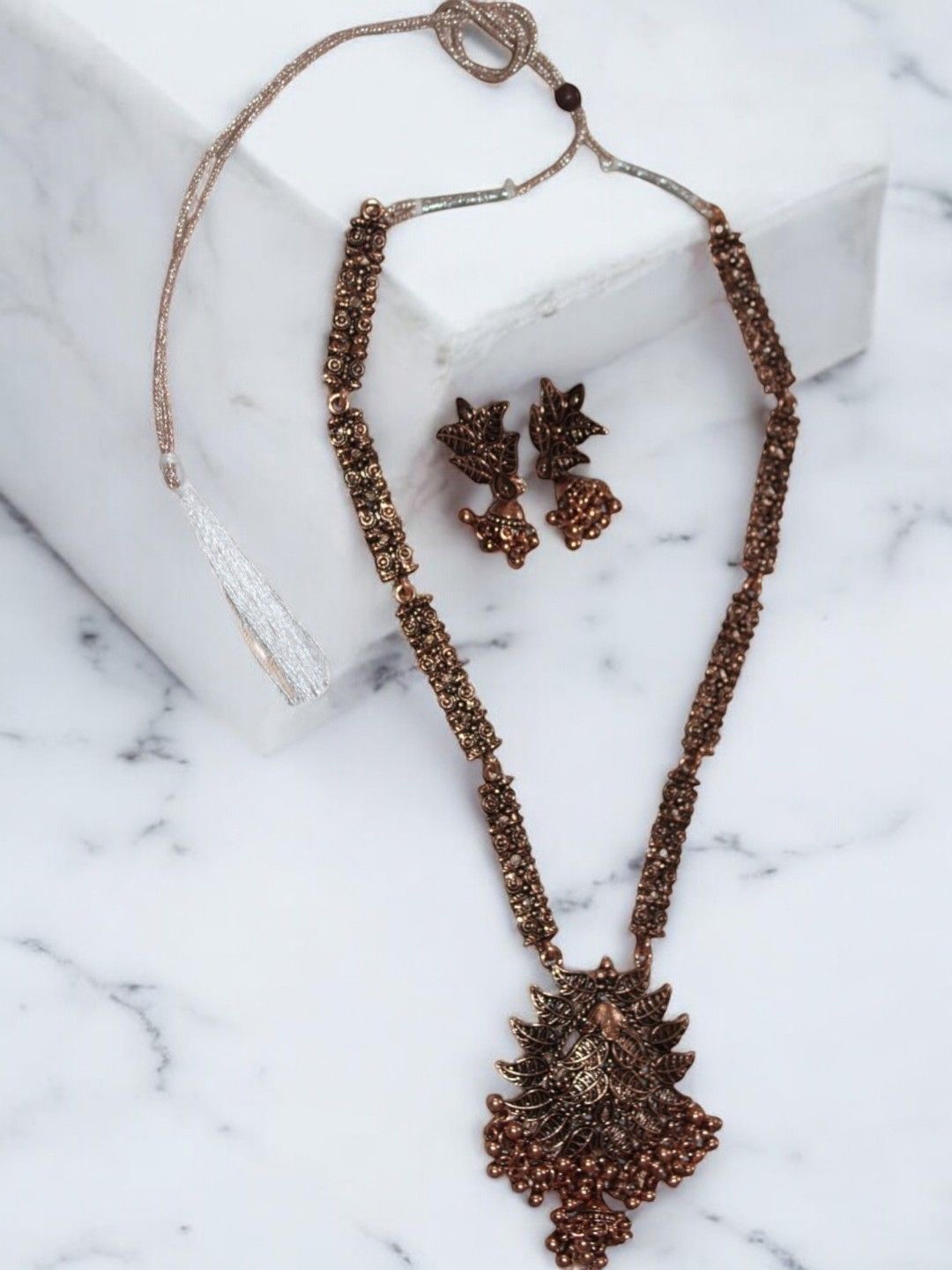 

Jolly Faces Copper-Plated & Beaded Long Jewellery Set