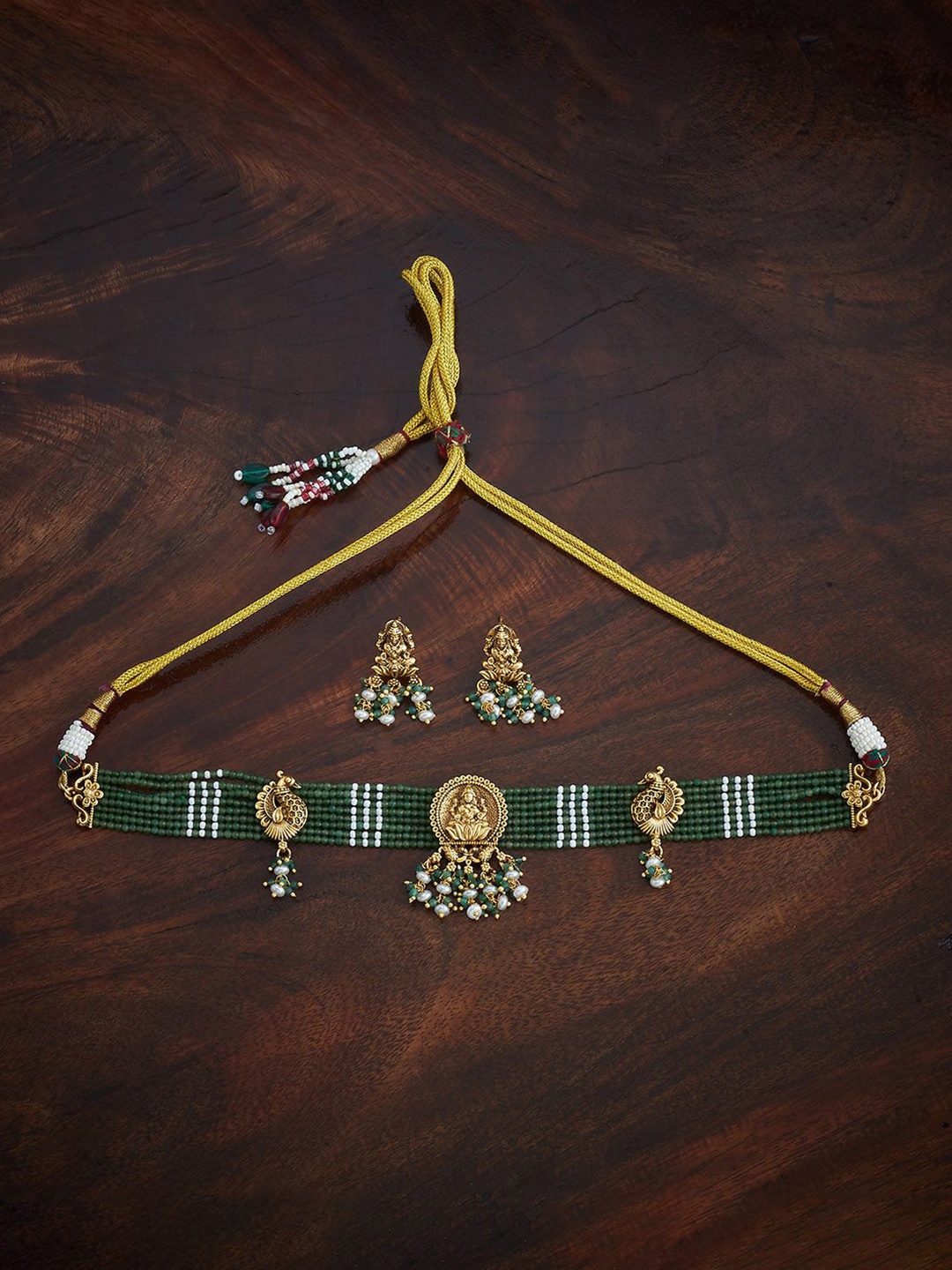 

Kushal's Fashion Jewellery Gold-Plated Beaded Antique Jewellery Set