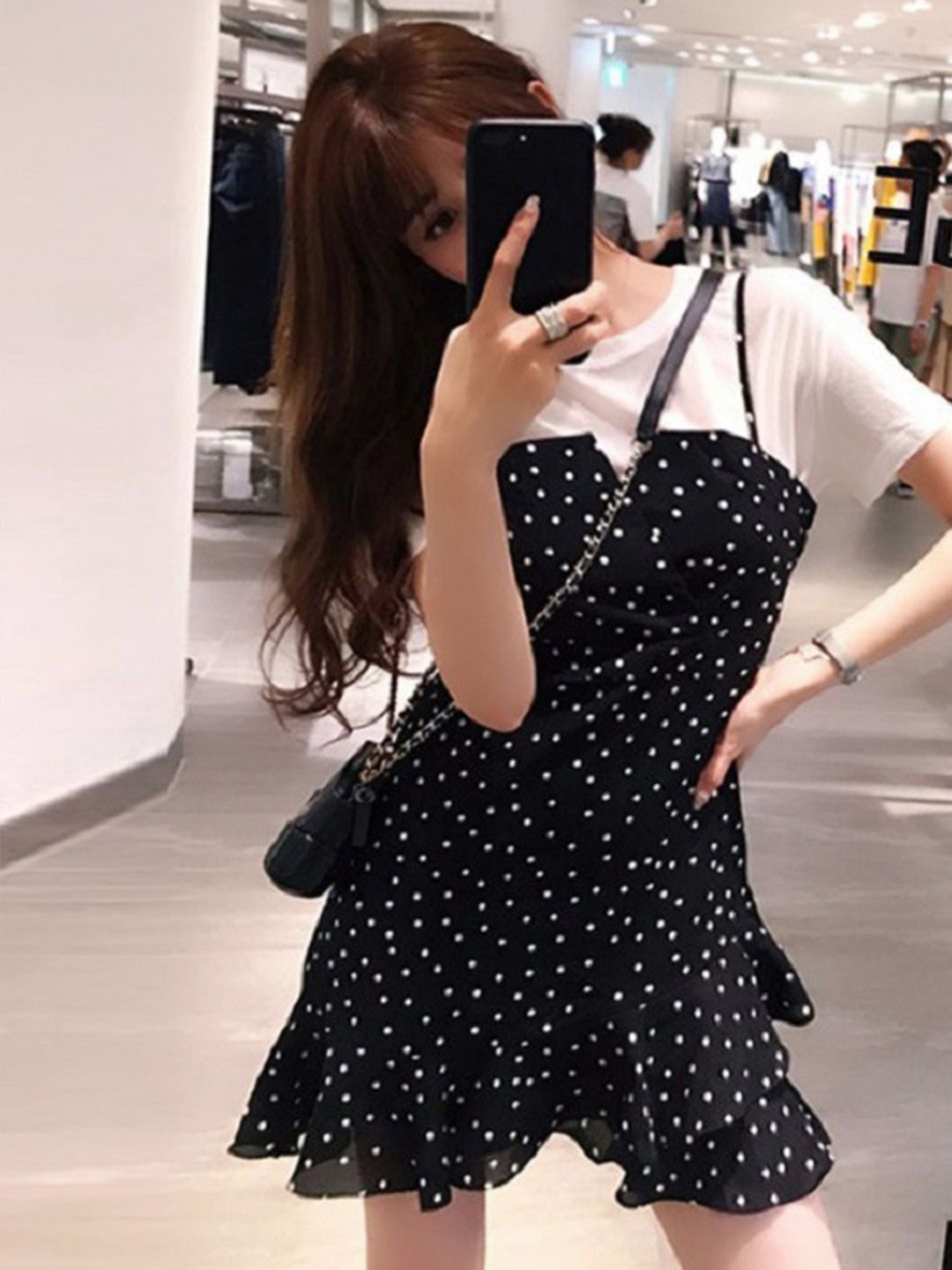 

DressBerry Print Fit & Flare Dress, Black