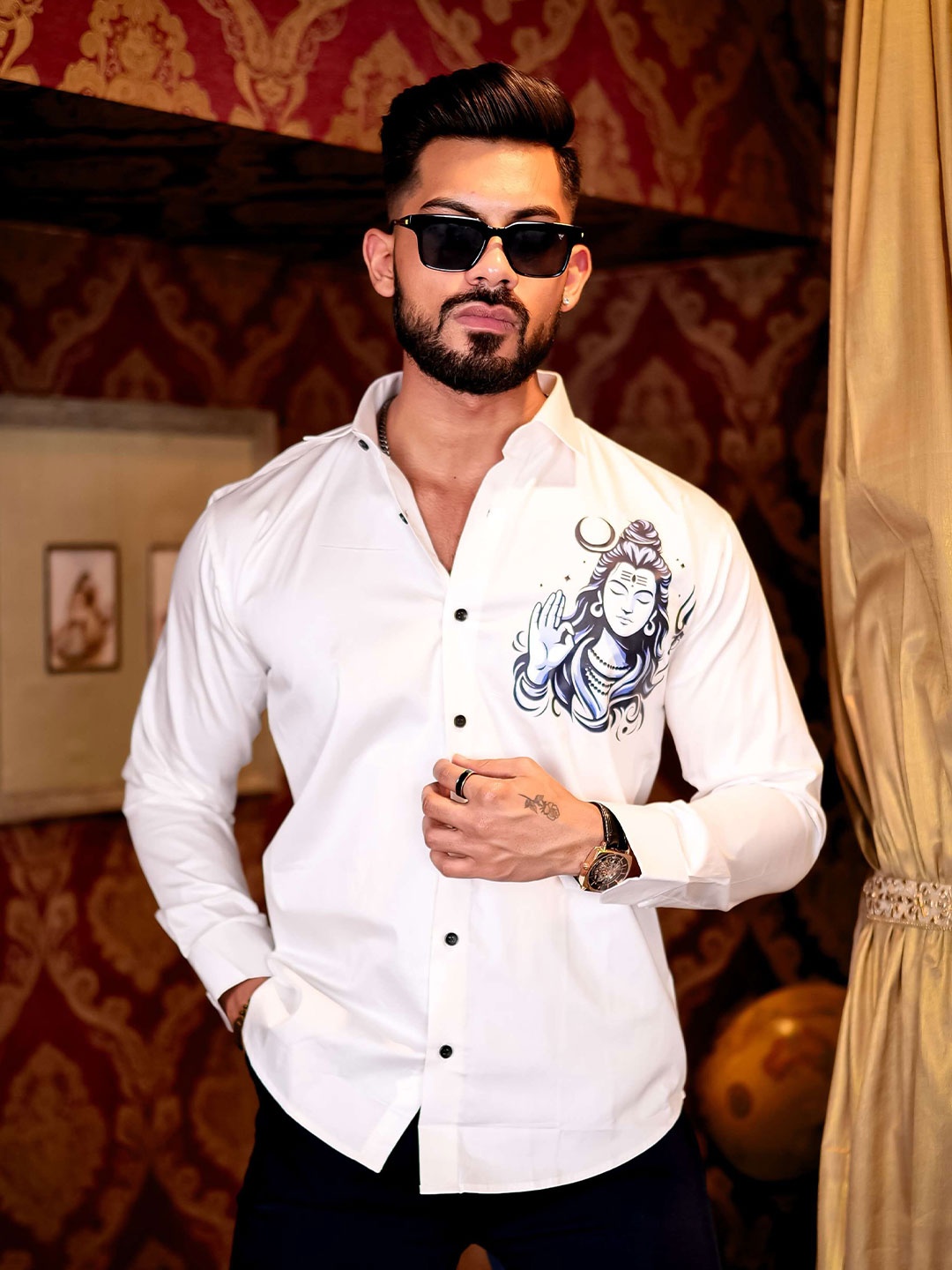 

Foomer Men Standard Opaque Casual Shirt, White