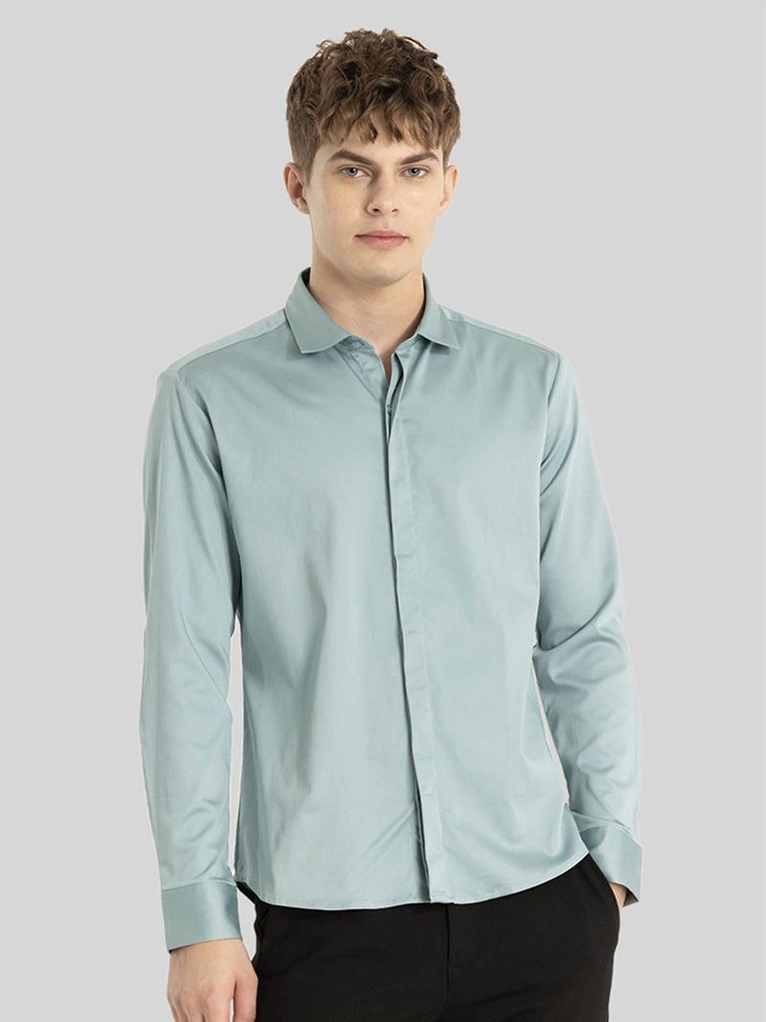 

Snitch Men Smart Slim Fit Opaque Semiformal Shirt, Blue