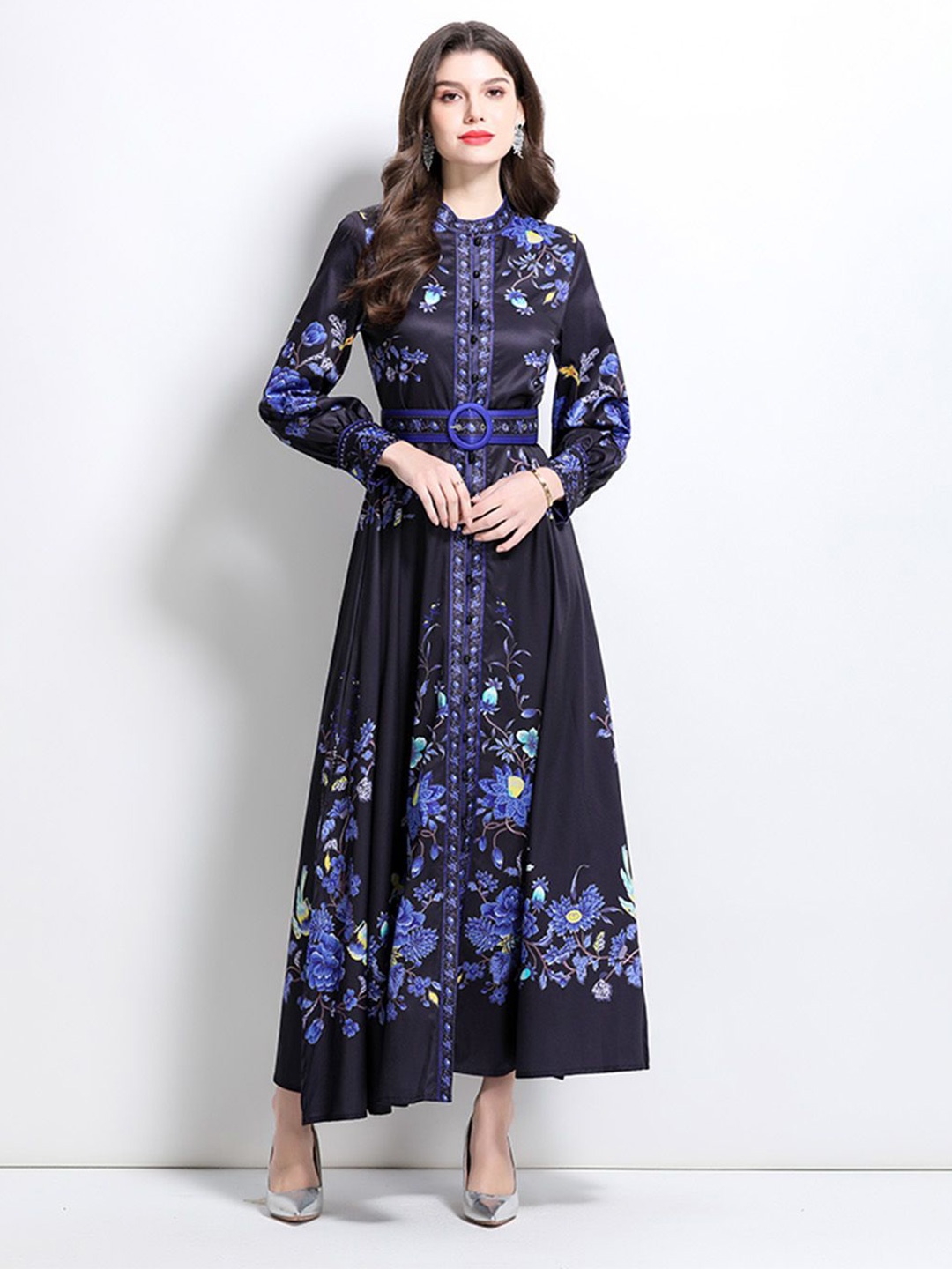 

JC Collection Floral Print Maxi Dress, Black