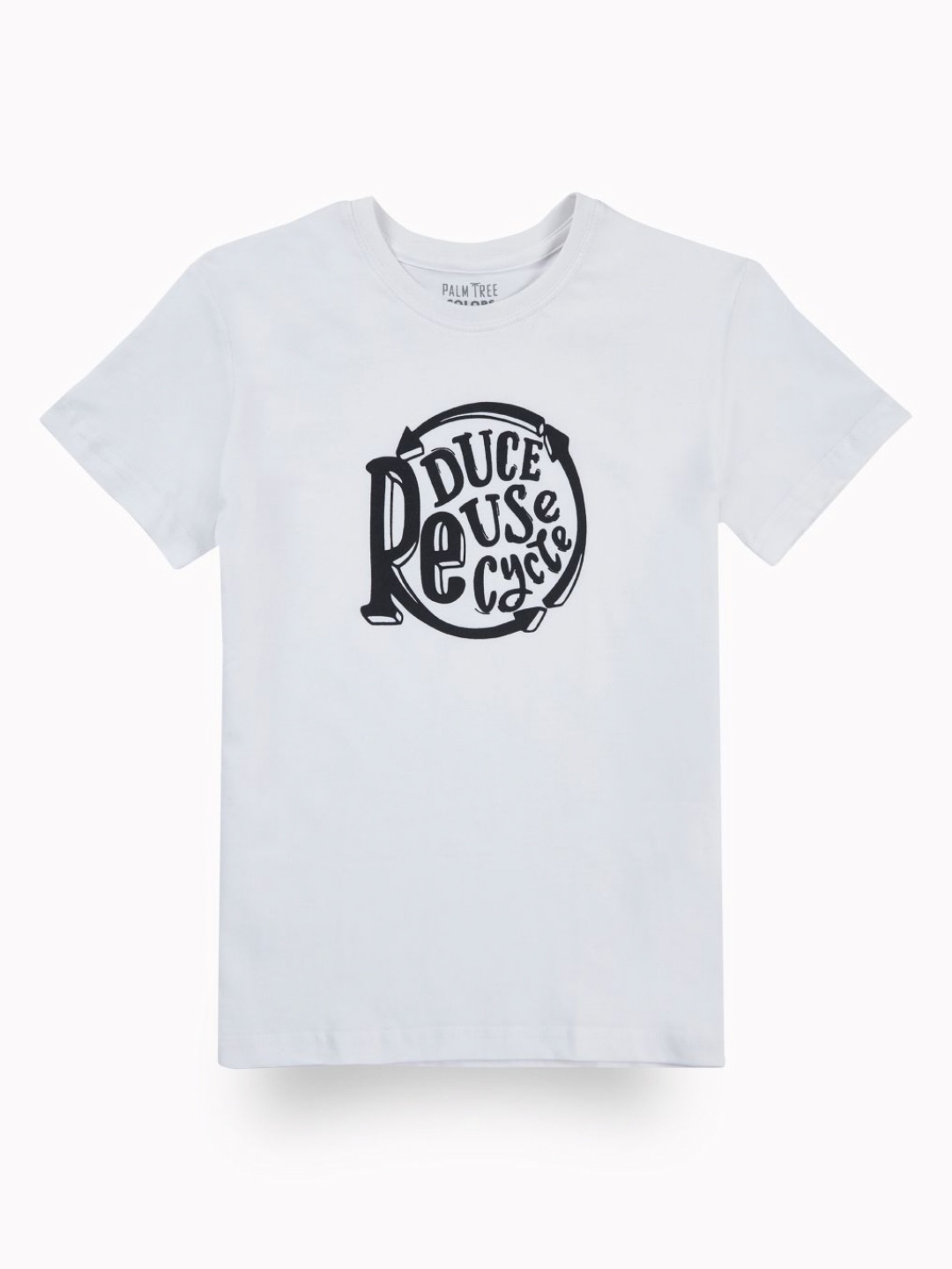 

Palm Tree Boys Typography Printed Raw Edge T-shirt, White