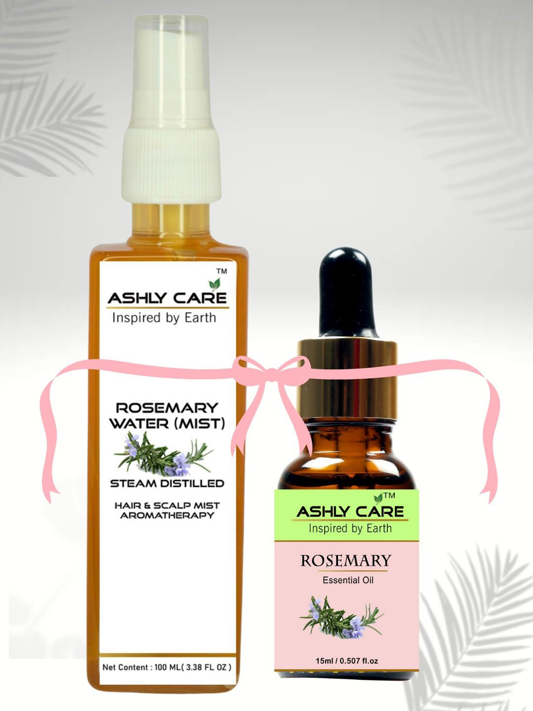 

ASHLY CARE Set Of 2 Rosemary Essential Oil- 15 ml With Pure Rosemary Water - 100 ml, Transparent