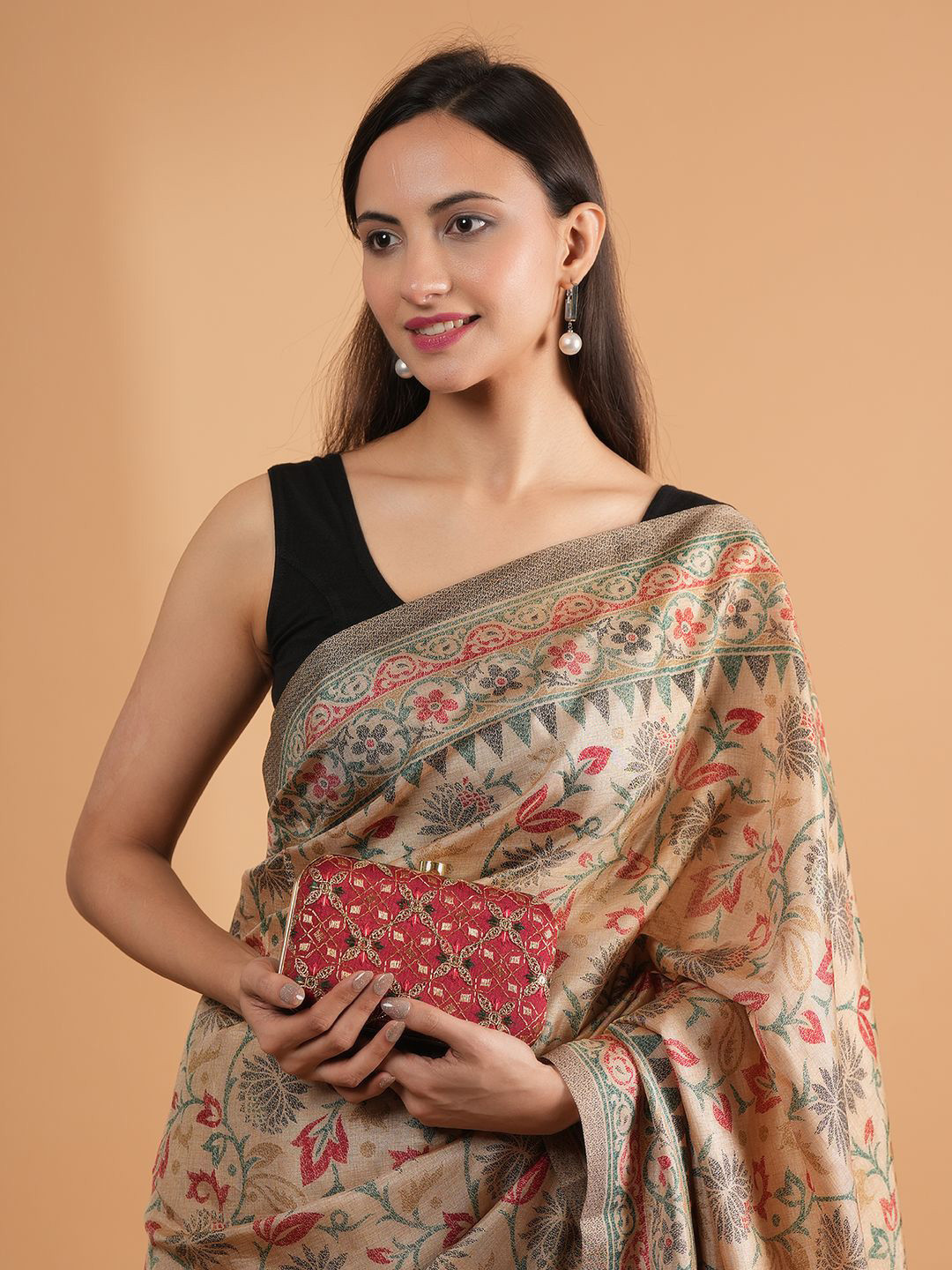 

Anouk Embroidered Embellished Box Clutch, Red