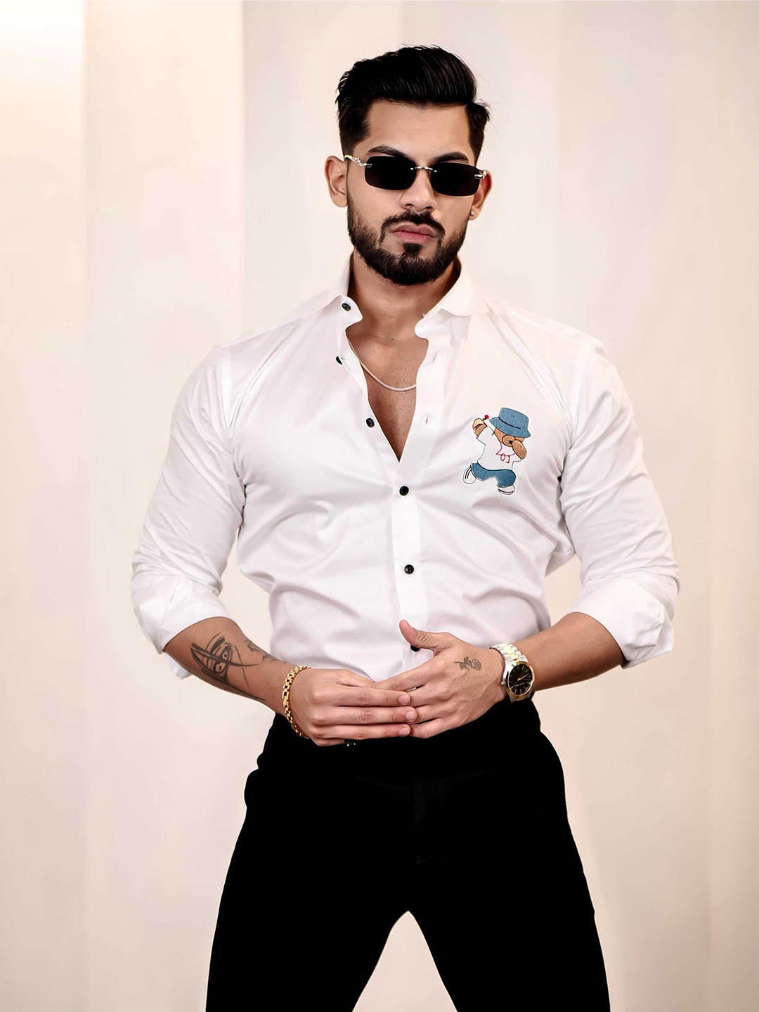 

Foomer Men Standard Opaque Casual Shirt, White