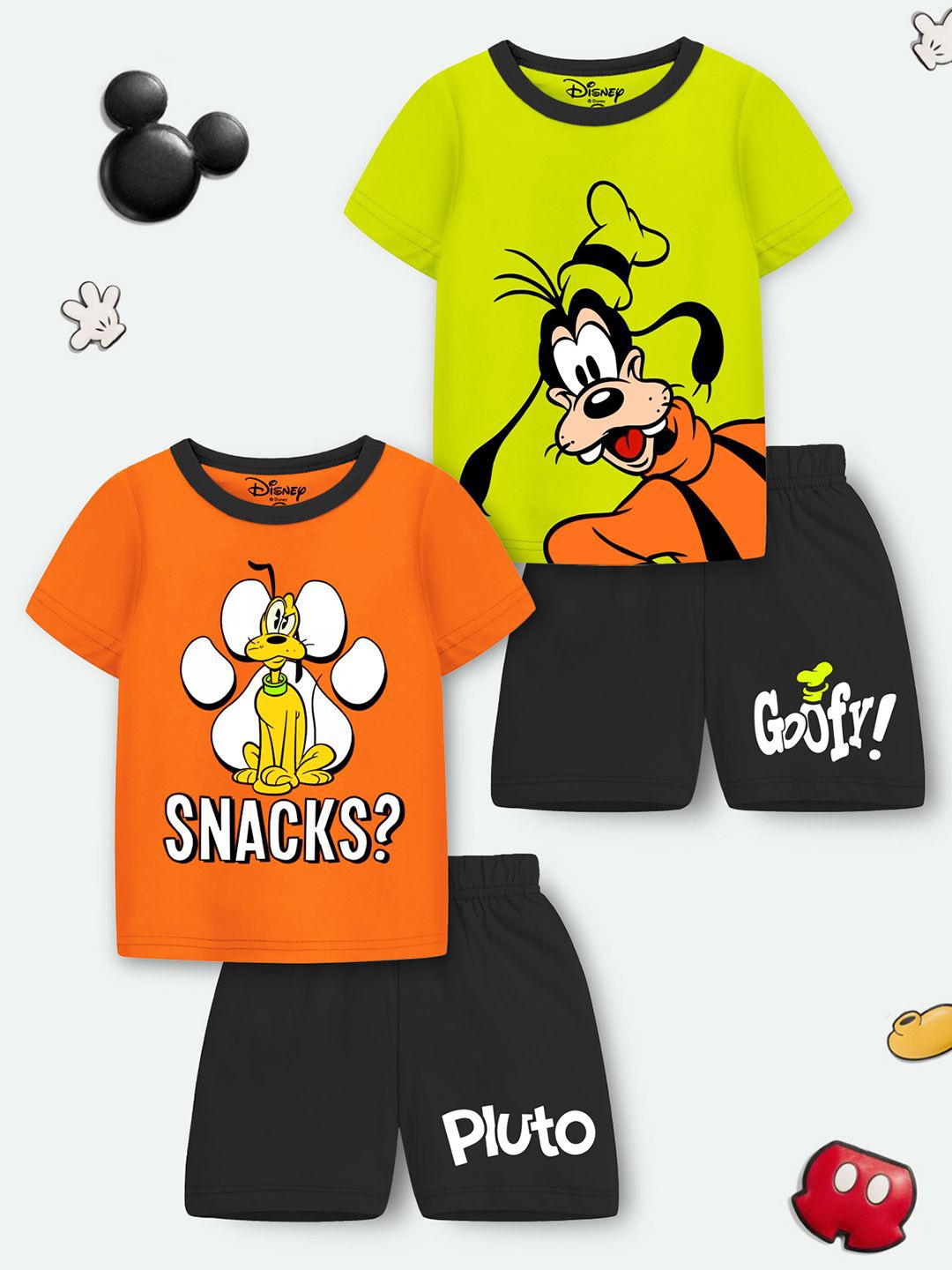 

YK Disney Boys Pack Of 2 Boys Printed T-shirt With Shorts, Orange