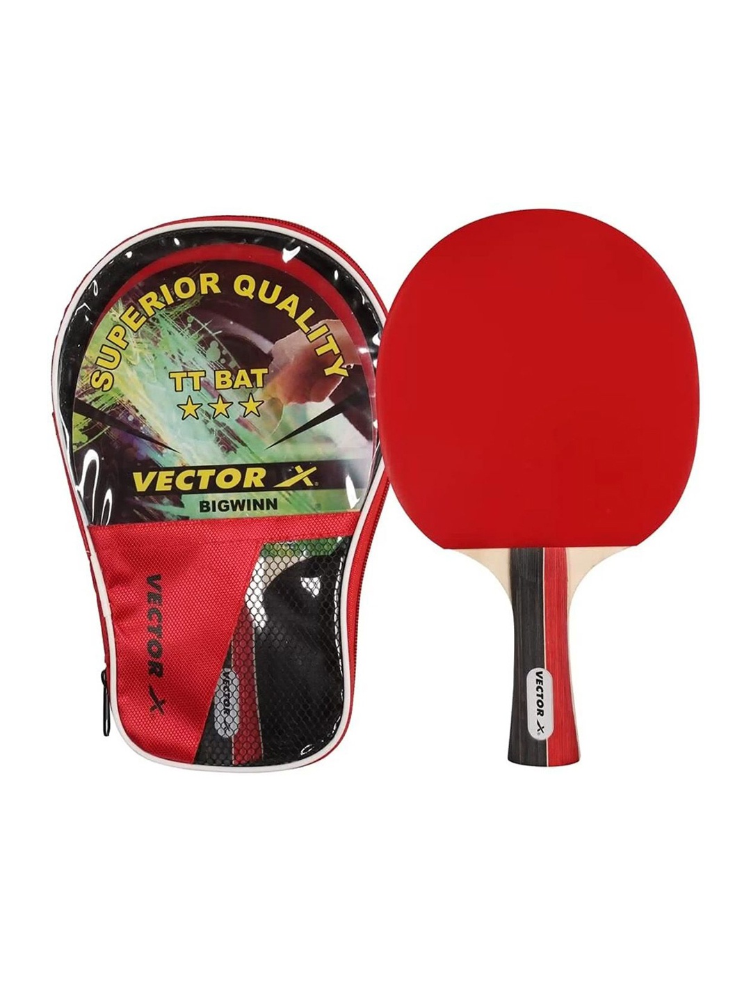 

VECTOR X Table Tennis Racquet Bat With Cover, Red
