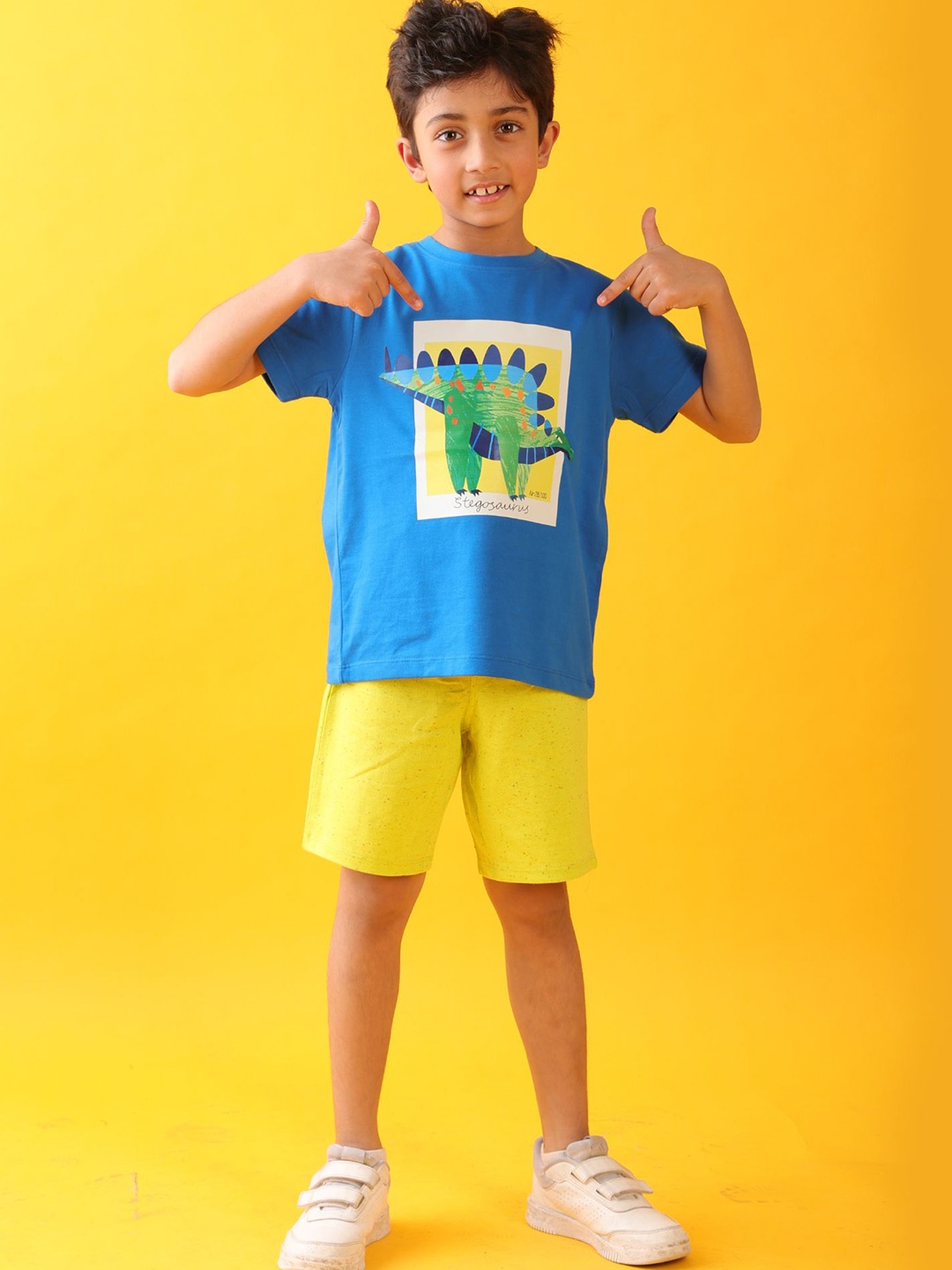 

Anthrilo Boys Printed Round Neck Pure Cotton T-shirt With Shorts, Blue