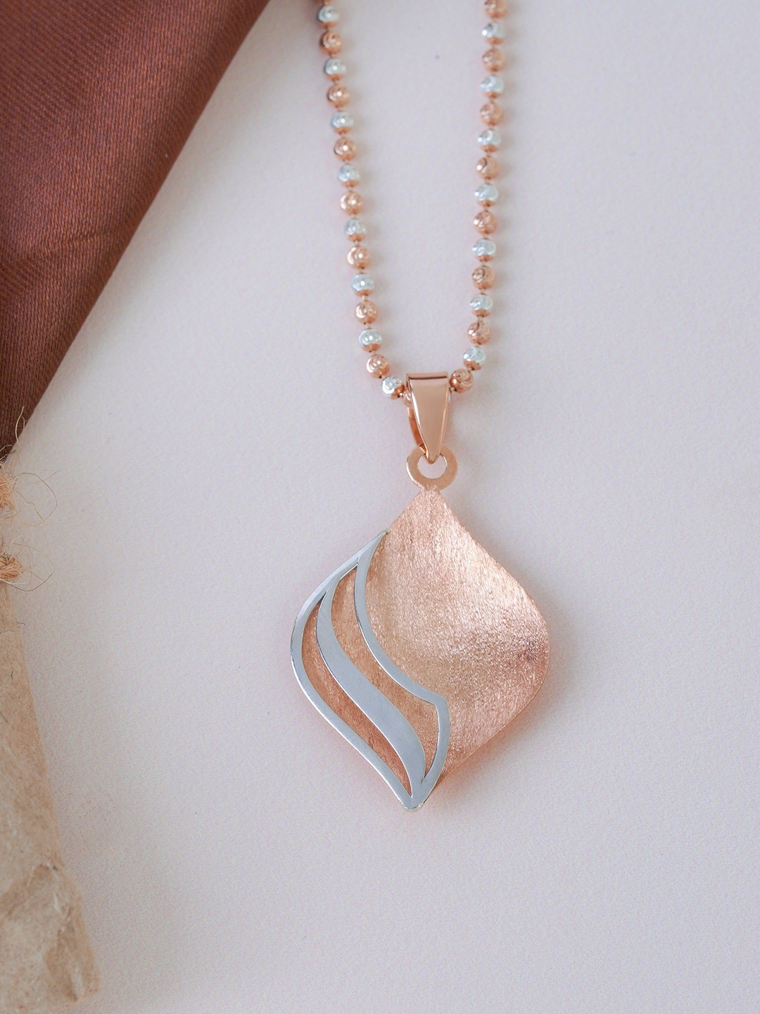 

KIORAH 925 Sterling Silver Rose Gold-Plated Square Shaped Minimal Pendants with Chains