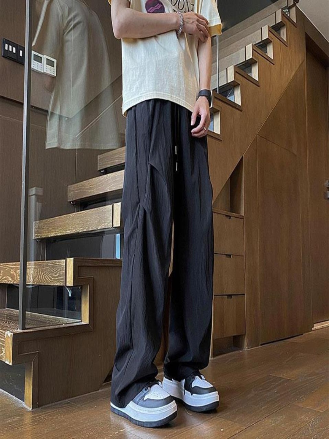 

StyleCast Men Flared Trousers, Black