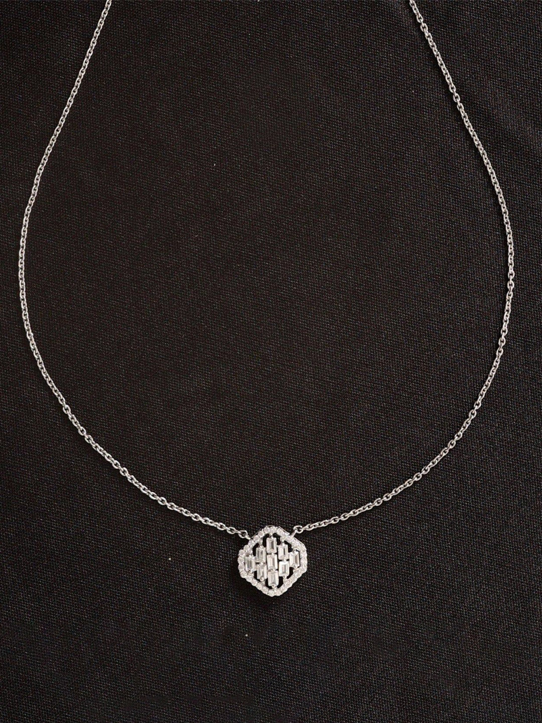 

KIORAH Sterling Silver Silver-Plated Cubic Zirconia Studded Minimal Chain