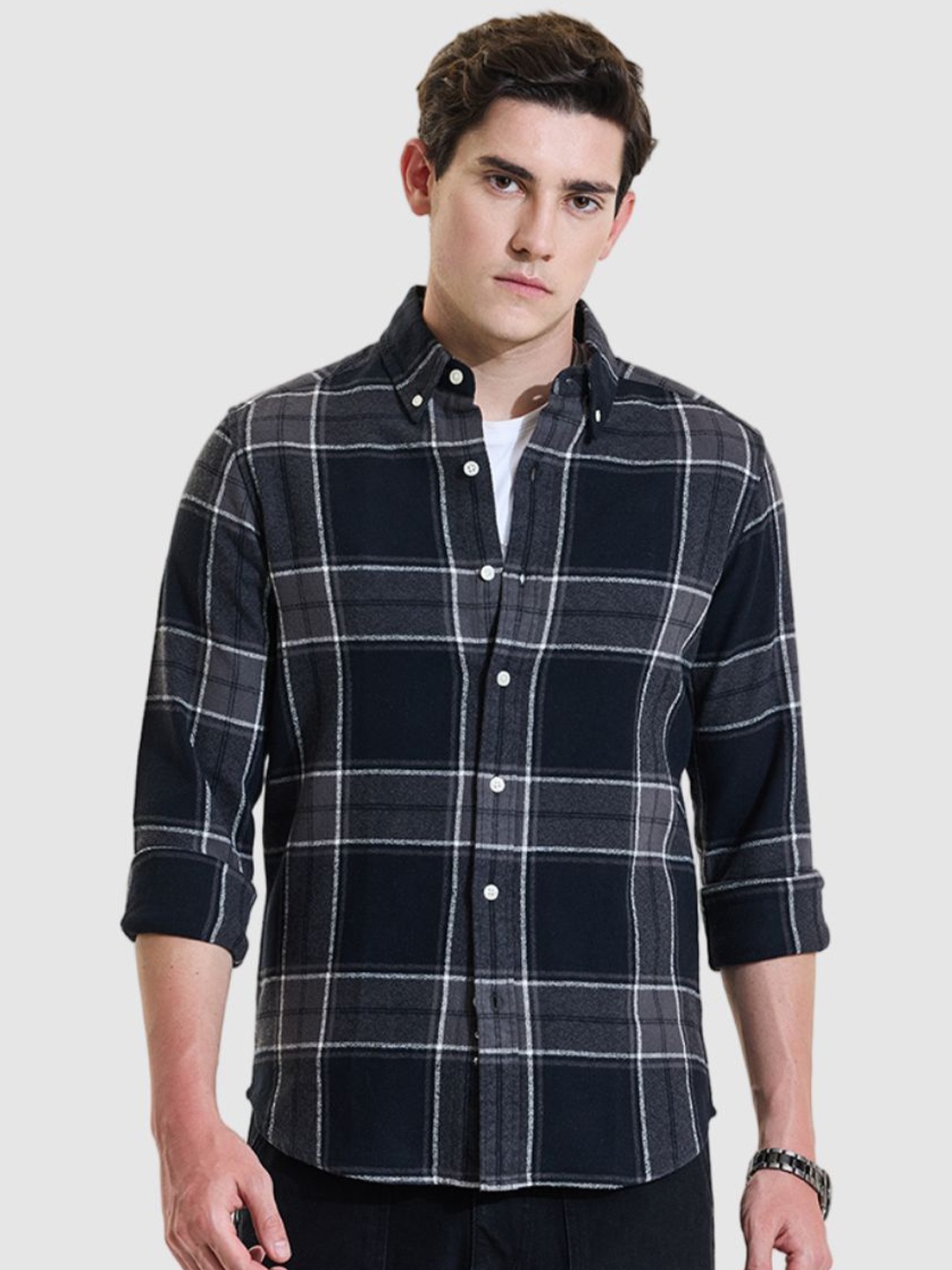 

Snitch Men Checked Tailored Jacket, Black