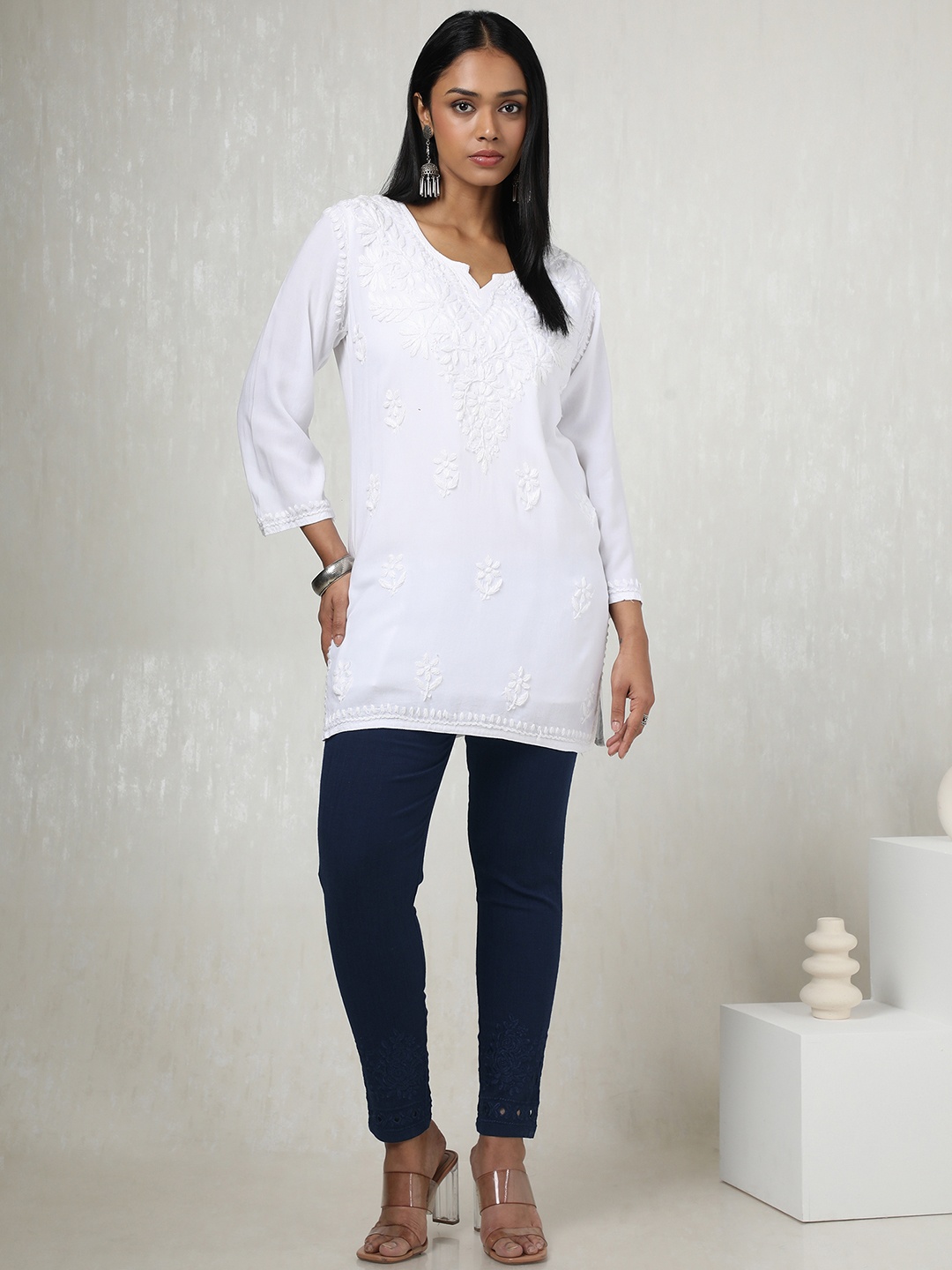 

Soch Women Embroidered Trousers, Navy blue