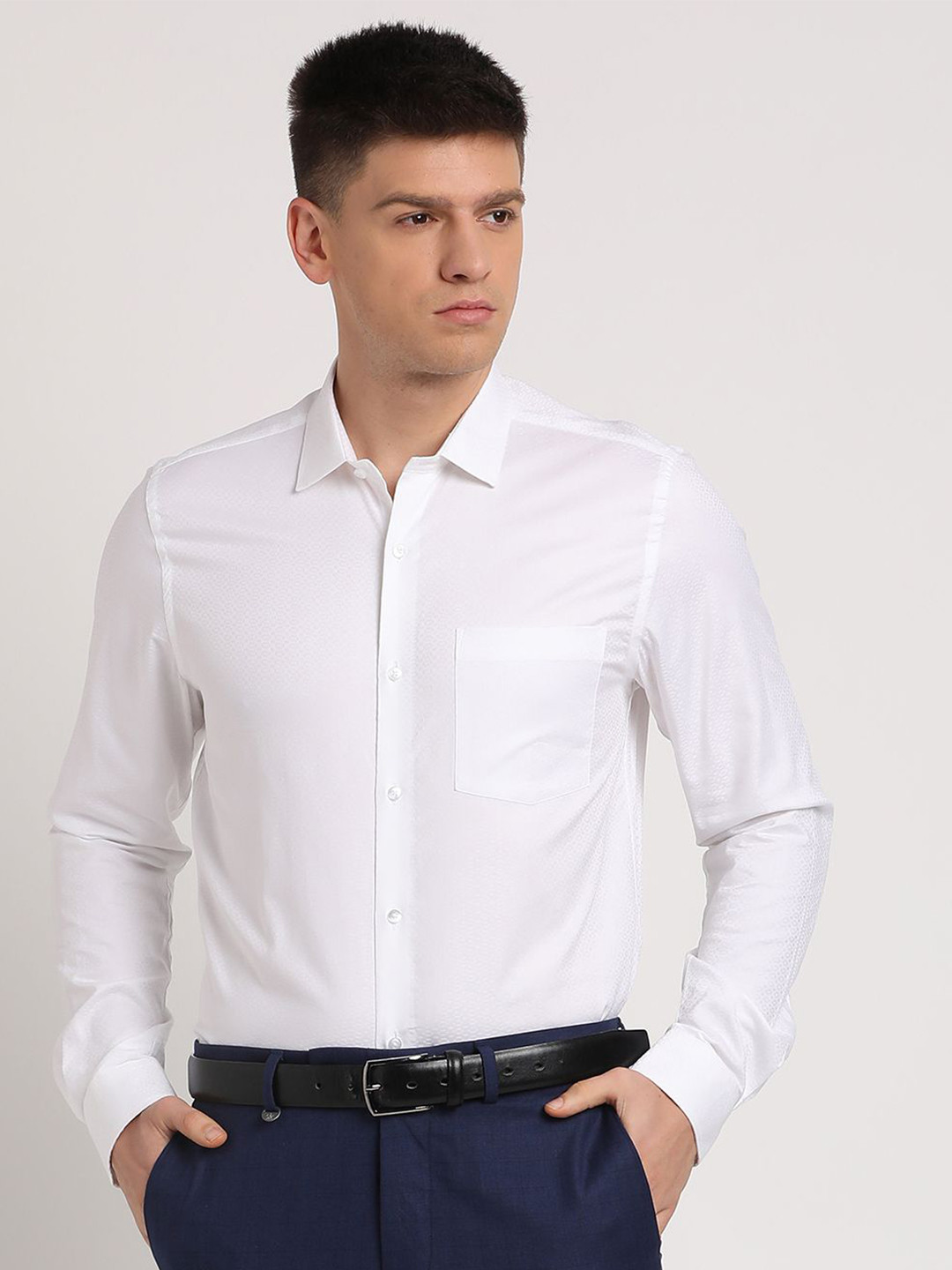 

Turtle Men Standard Opaque Formal Shirt, White