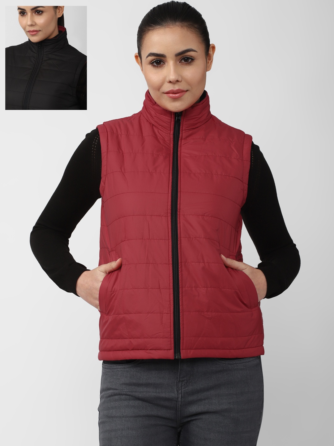 

Van Heusen Woman Women Geometric Open Front Jacket, Black