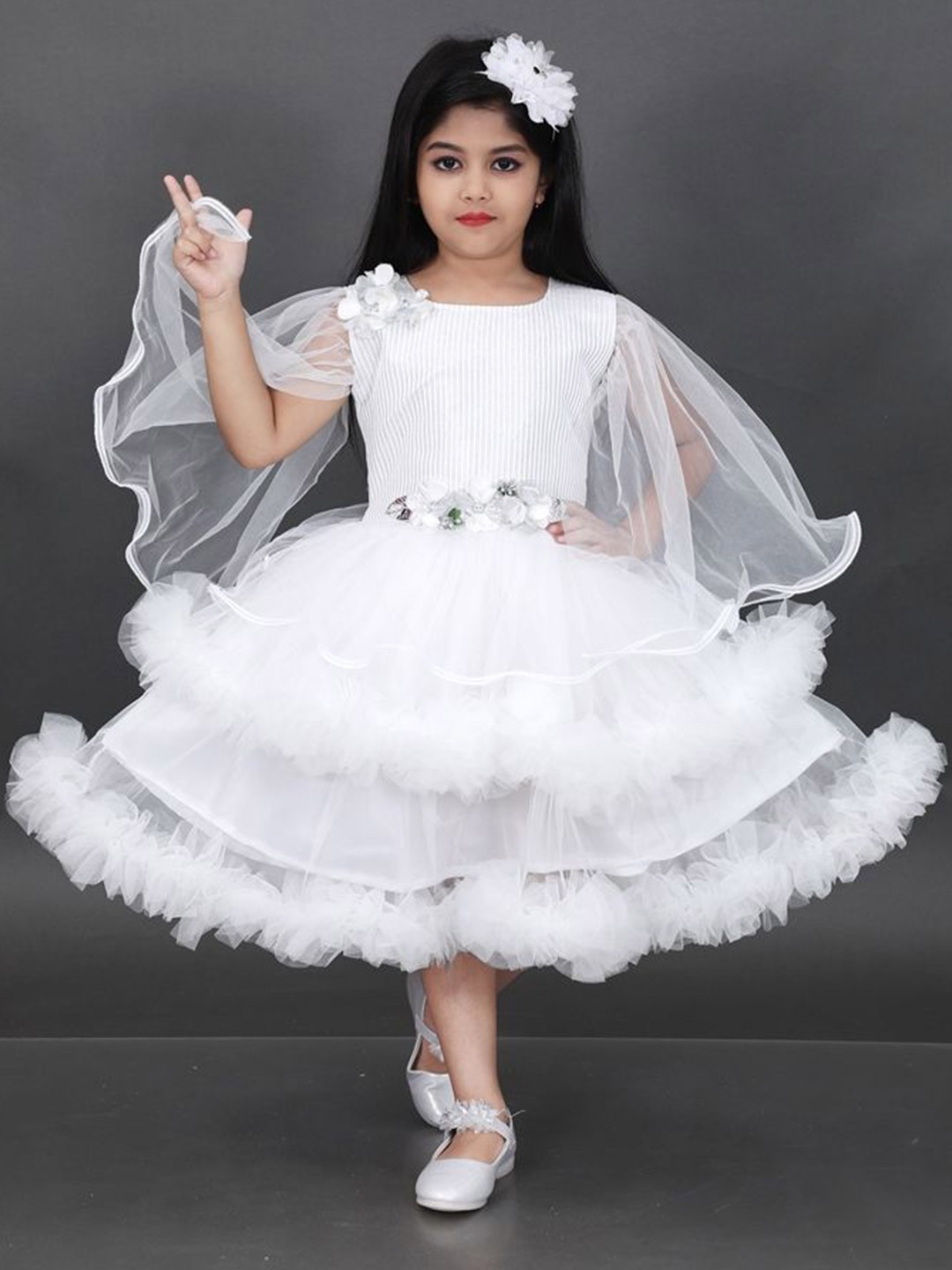 

PRIYANKA'S COLLECTION Net Fit & Flare Dress, White