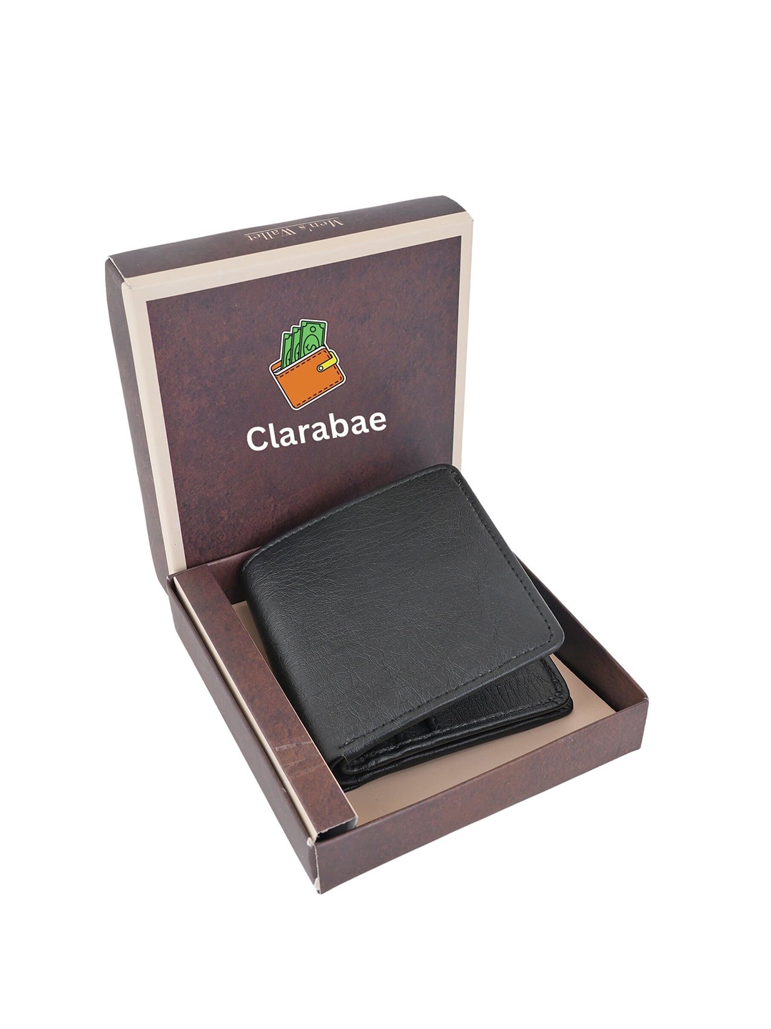 

CLARABAE Men PU Two Fold Wallet, Black