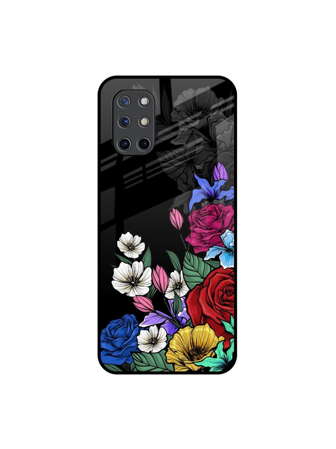 

QRIOH Floral Printed OnePlus 8T Back Case Mobile Accessories, Black