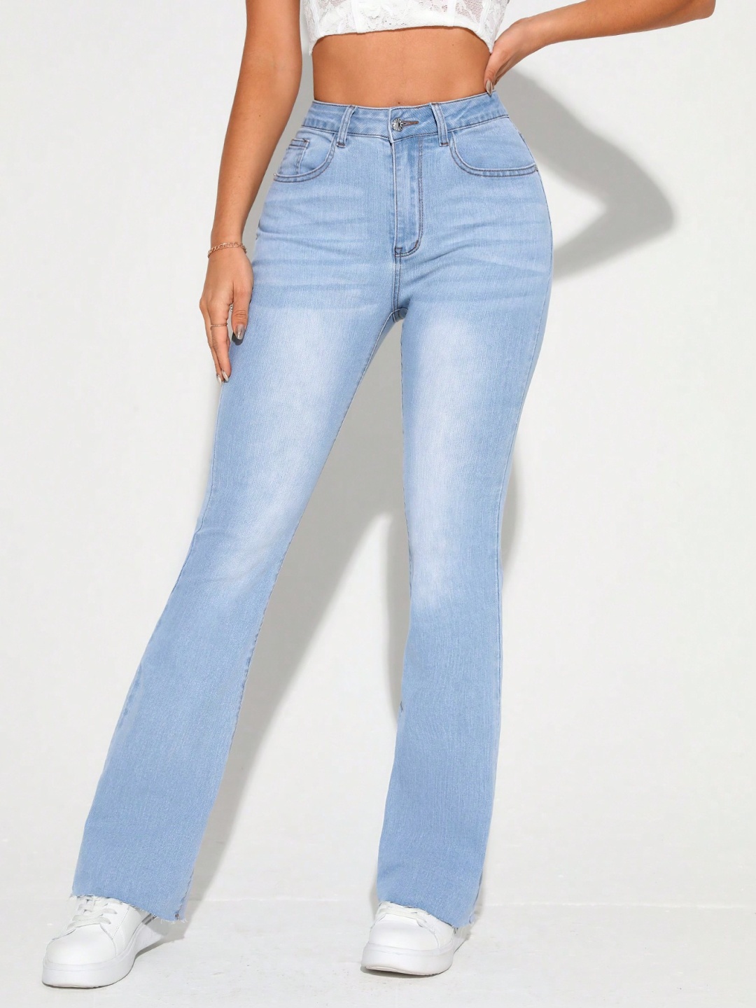 

NUCOUTHS Women Comfort High-Rise Heavy Fade Stretchable Jeans, Blue