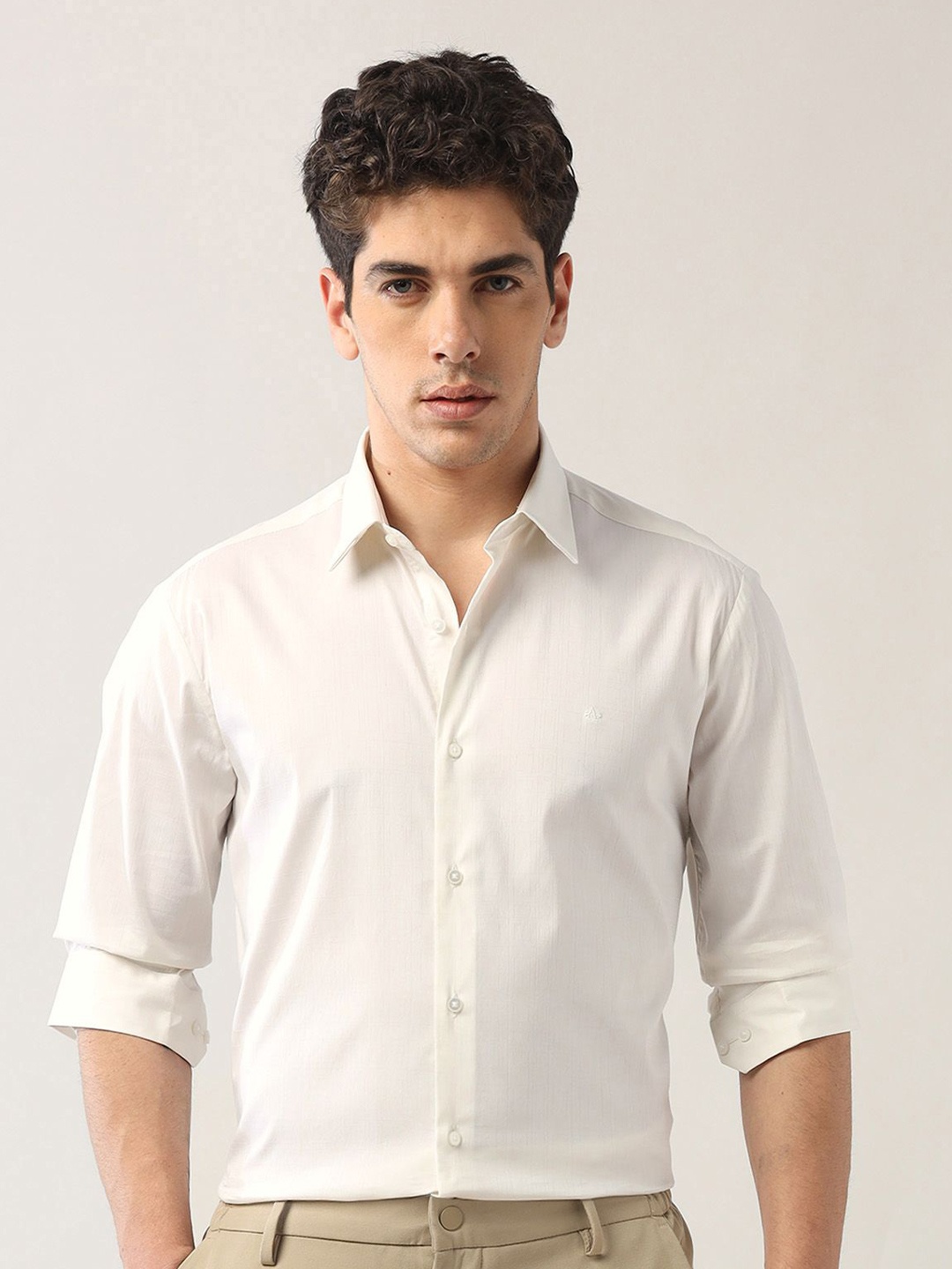 

Arrow New York Men Slim Fit Opaque Formal Shirt, Beige