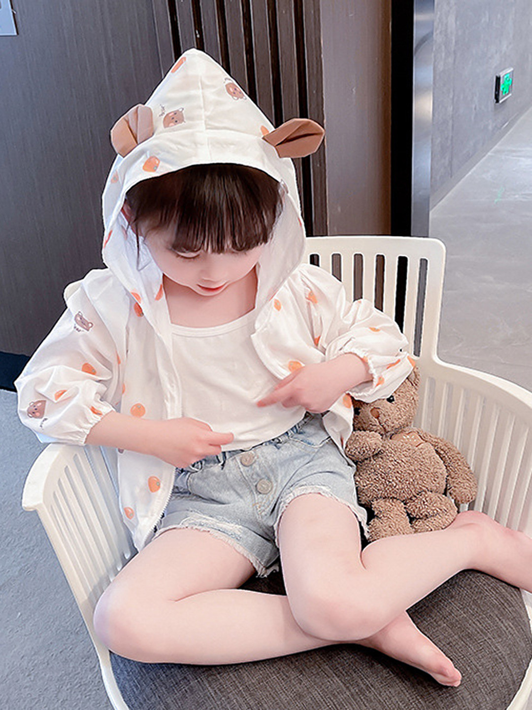 

LULU & SKY Girls without Crop Bomber with Embroidered Jacket, Orange