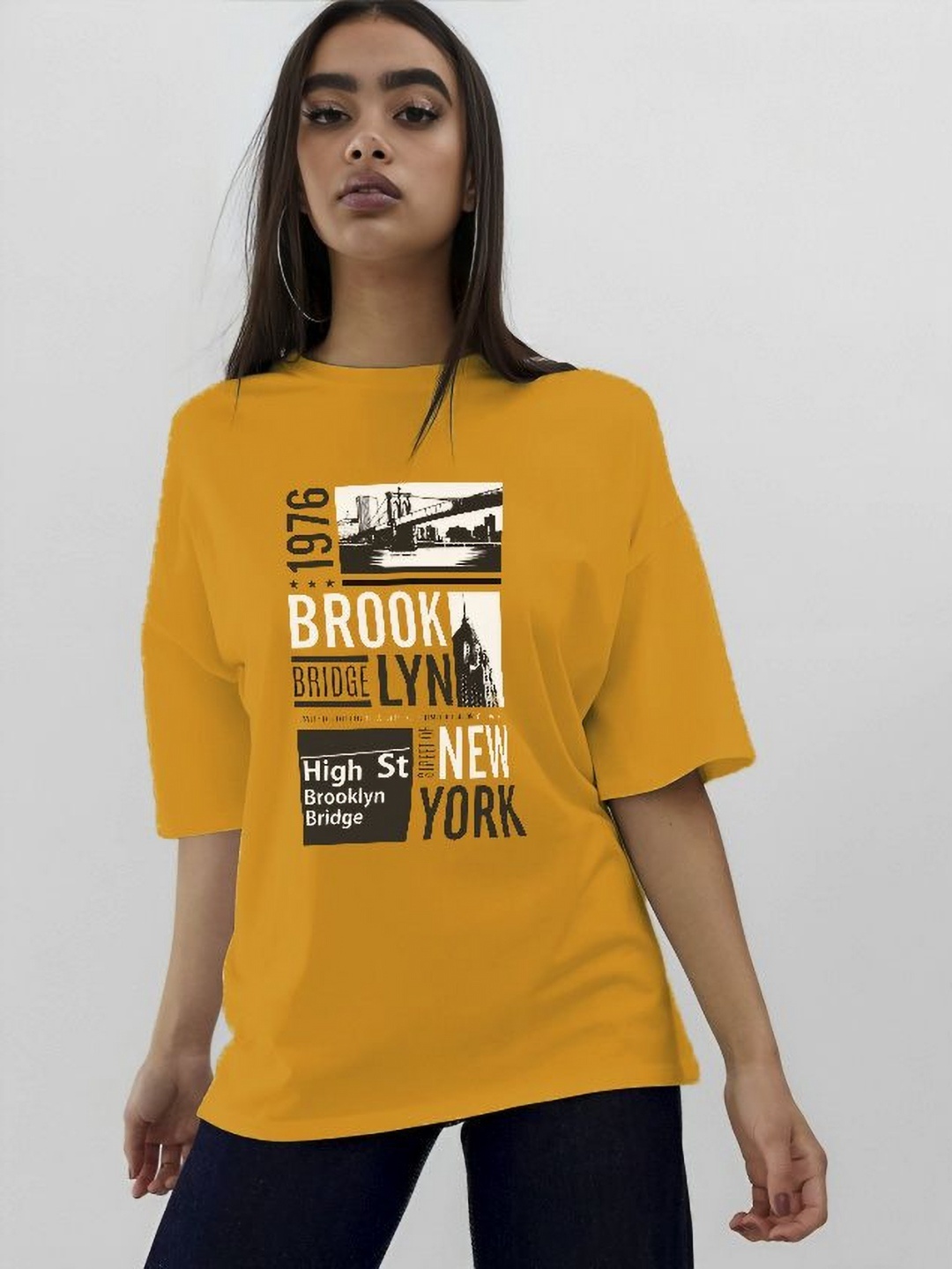 

SZN Women Printed T-shirt, Yellow
